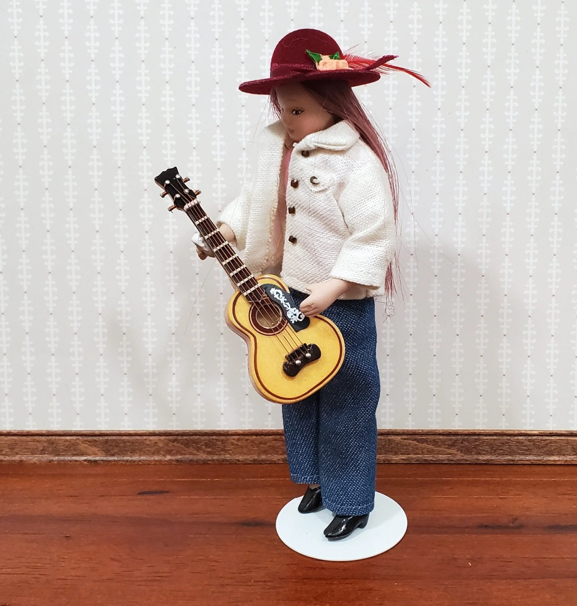 Miniature Acoustical Guitar Instrument with Case 3 1/4" 1:12 Scale Ornament Prop - Image 3