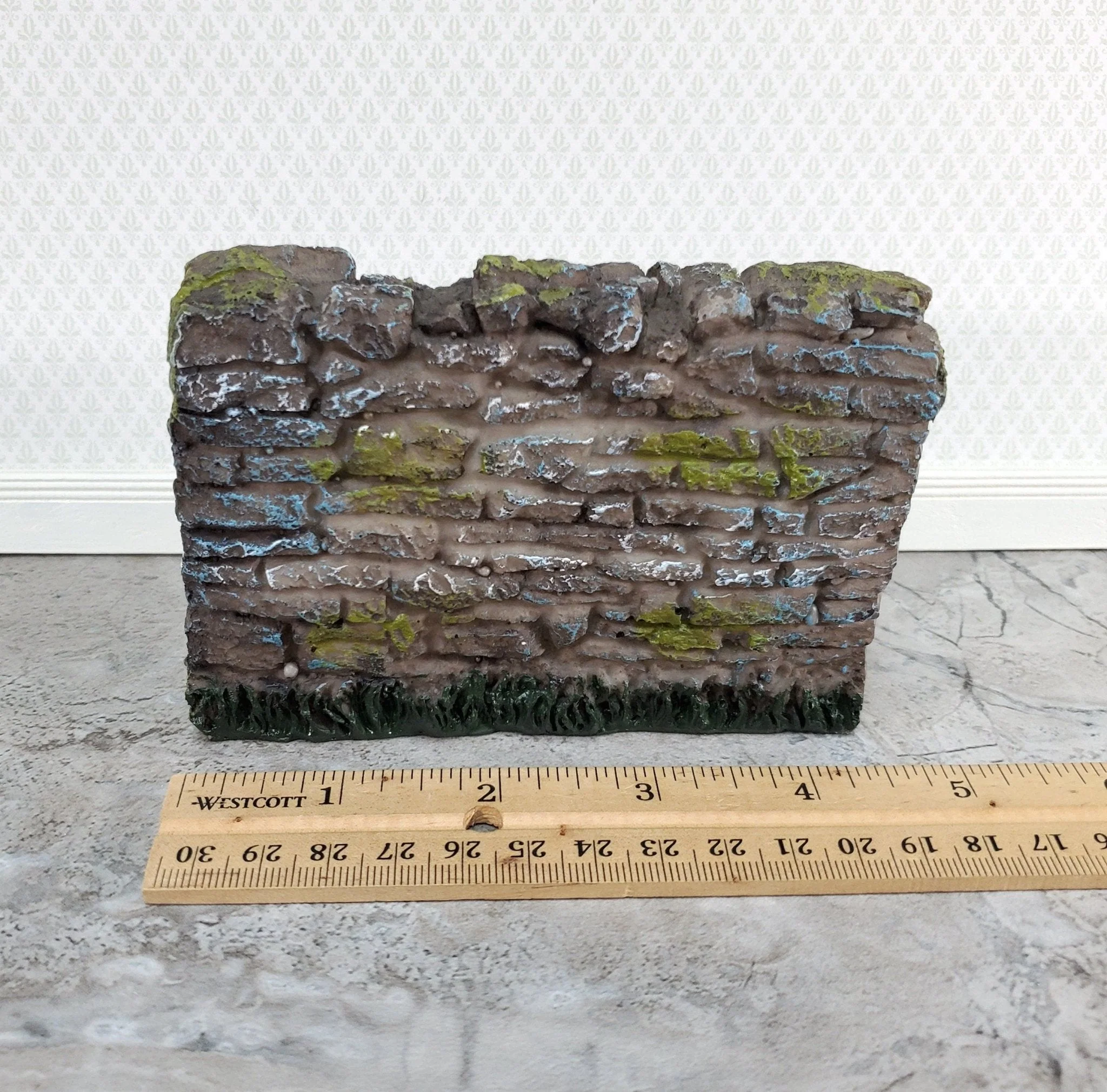 Miniature Aged Stone Wall for Garden 1:12 Scale Scenery 4.5" x 3" Resin - Image 3