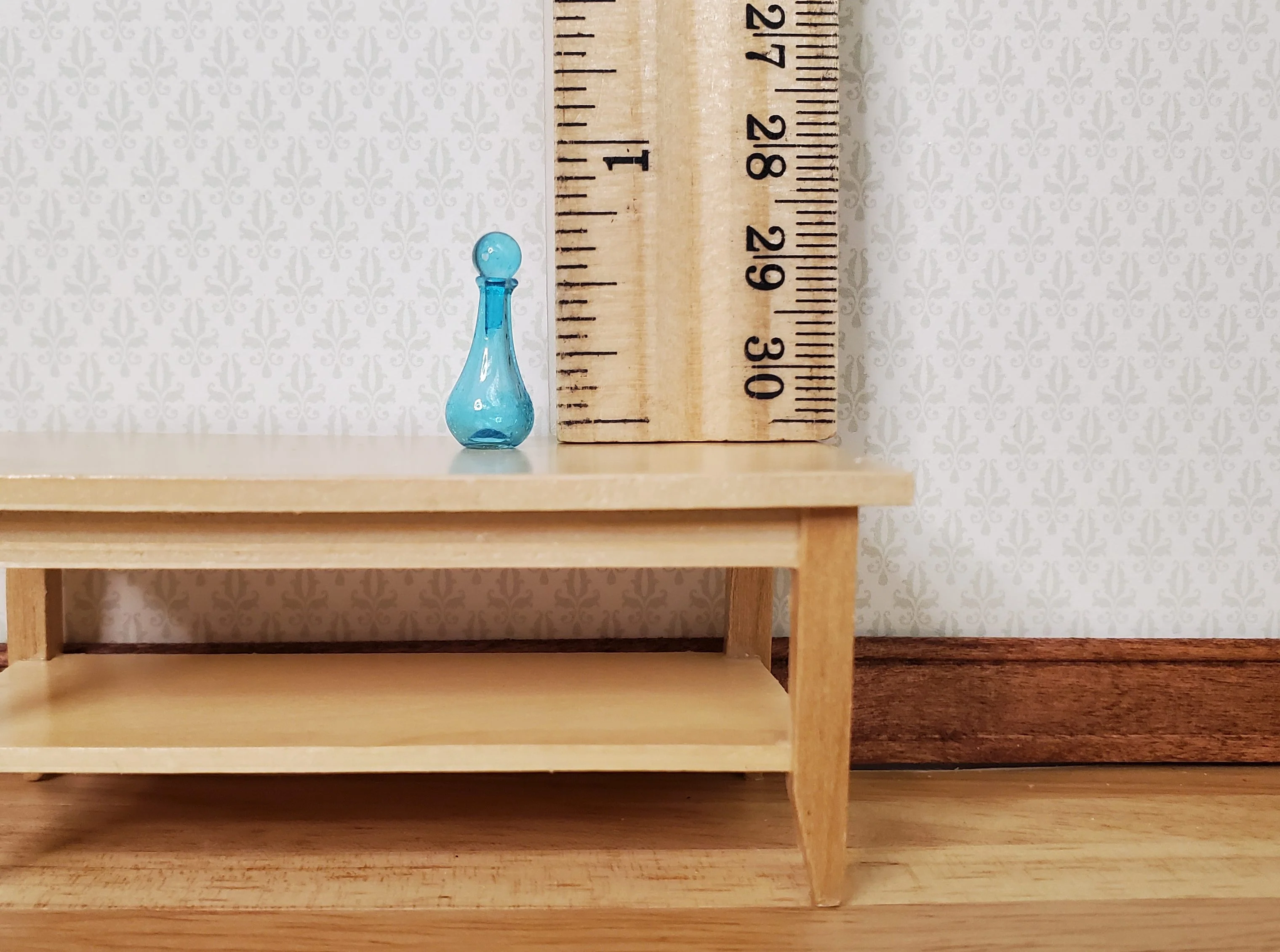 Miniature Aqua Round Bottom Glass Jar with Stopper 5/8" 1:12 Scale Dollhouse - Image 3