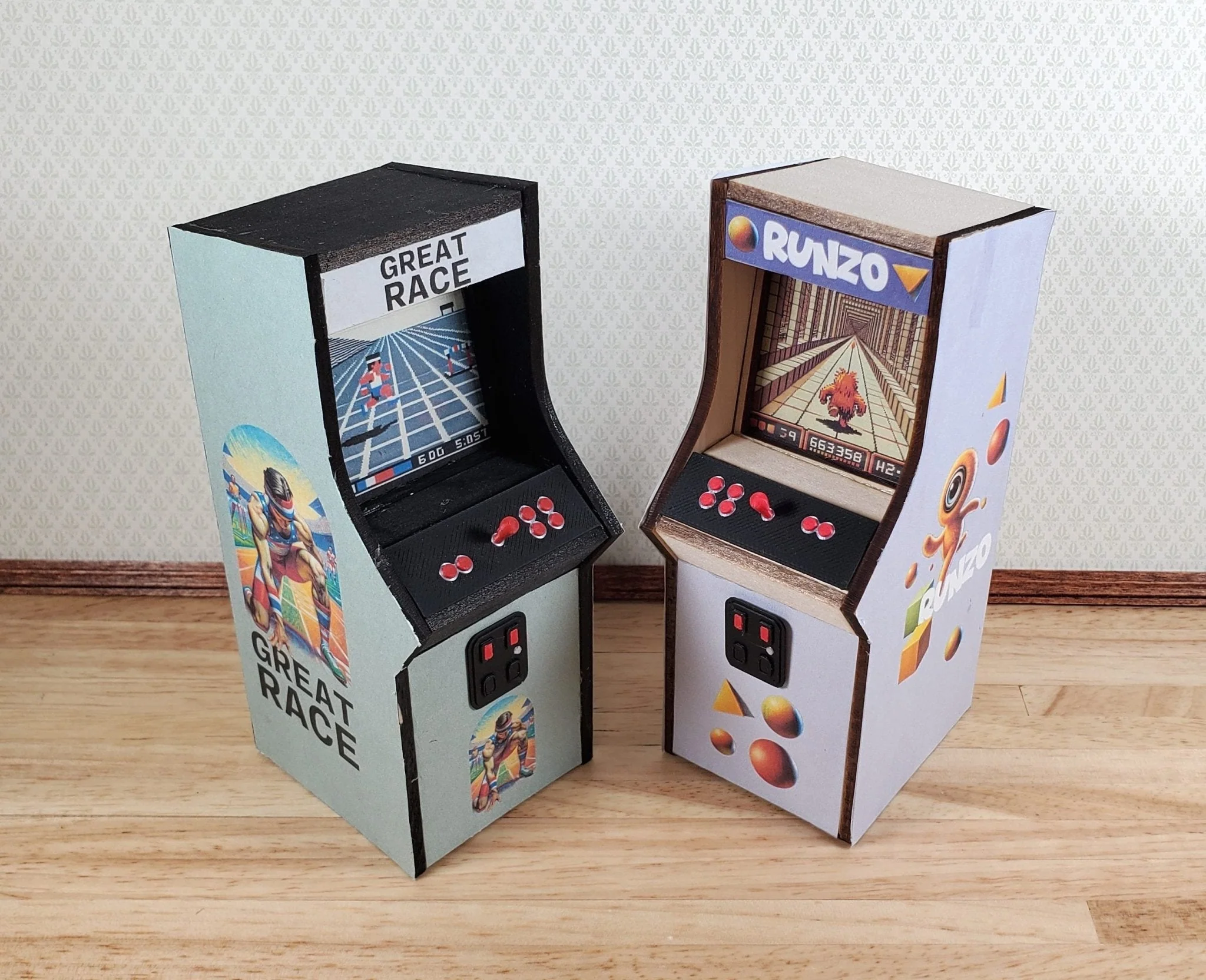 Miniature Arcade Machine DIY KIT Wood 5 1/4" Tall Includes Light, Control Panel - Image 6