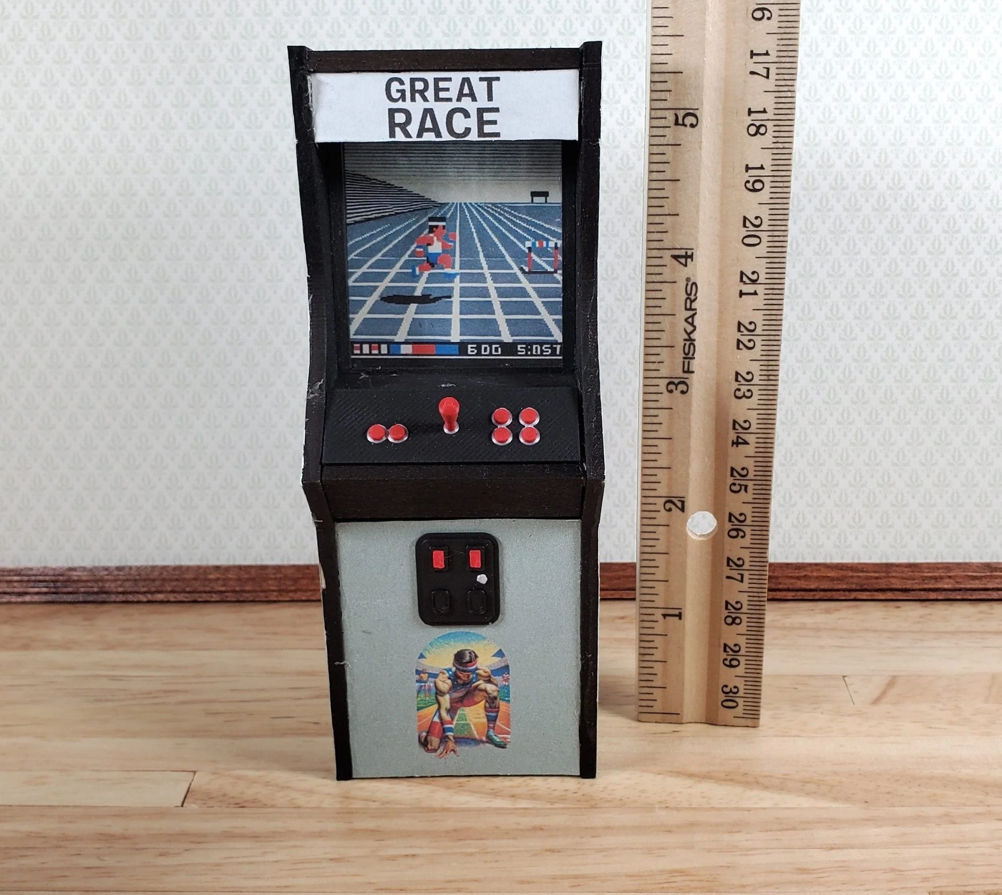 Miniature Arcade Machine DIY KIT Wood 5 1/4" Tall Includes Light, Control Panel - Image 7