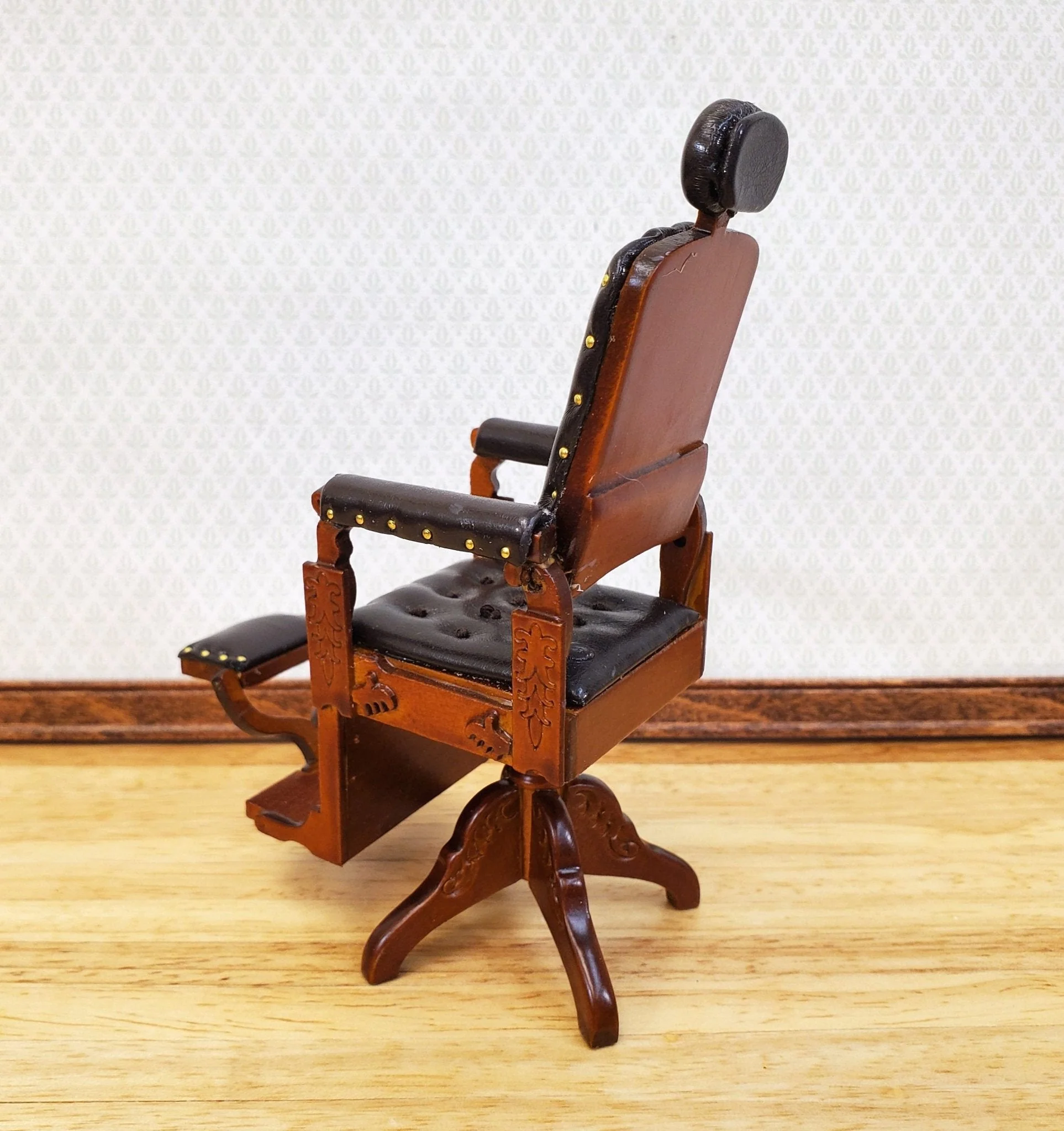 Miniature Barber Chair Old Fashioned Victorian Style for 1:12 Scale Moving Back - Image 3