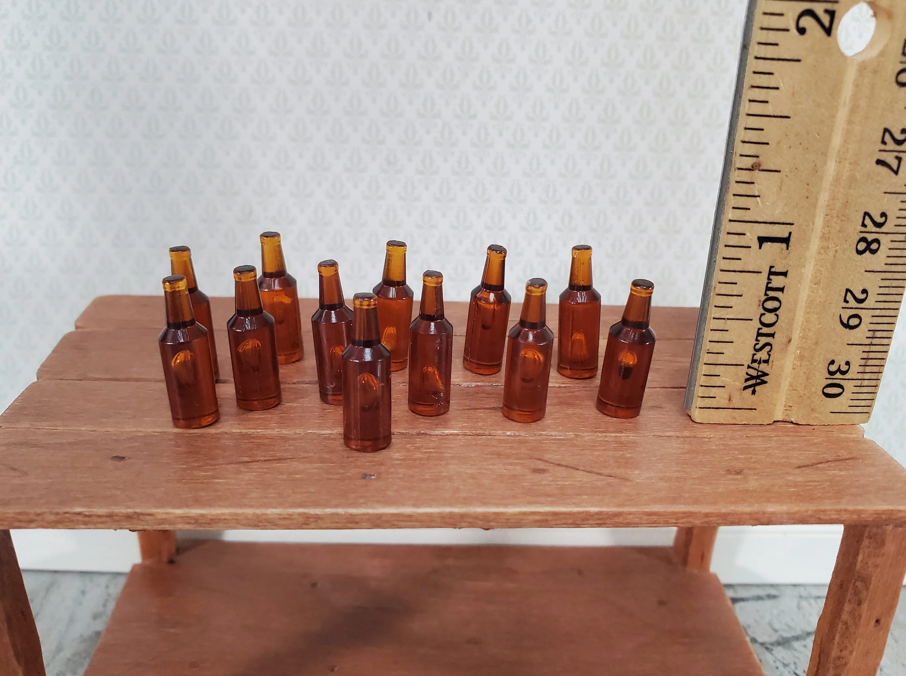 Miniature Brown Bottles Beer Root Beer Ginger Ale 12 Pieces Blanks 1:12 Scale Dollhouse - Image 2