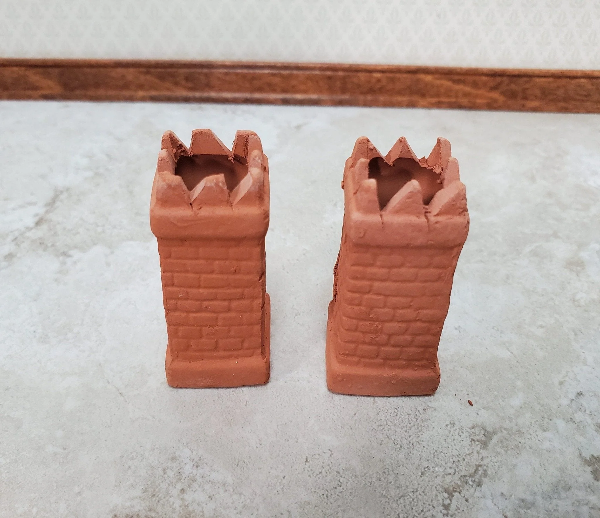 Miniature Chimney Pot Smoke Stack Square Brick Unglazed Terra Cotta for Dollhouses - Image 2
