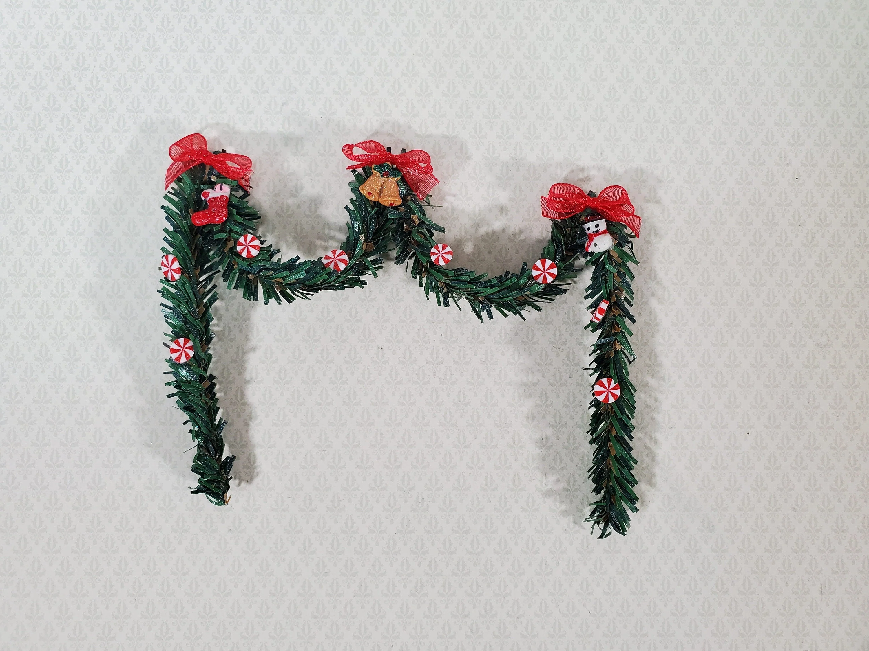Miniature Christmas Garland Holiday Swag 1:12 Scale Dollhouse Handmade