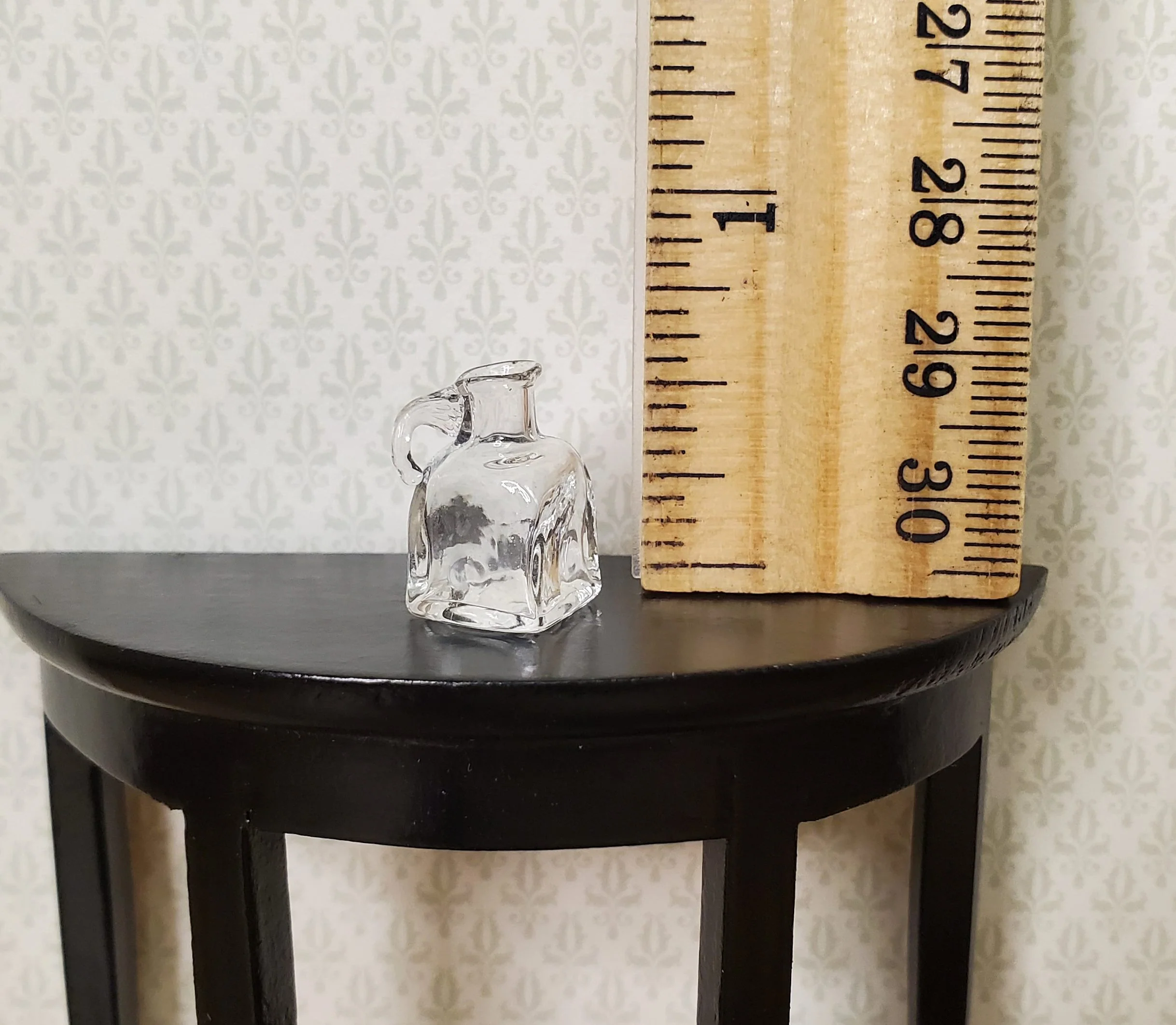 Miniature Clear Glass Bottle Jar with Handle Square Bottom 11/16" 1:12 Scale - Image 3