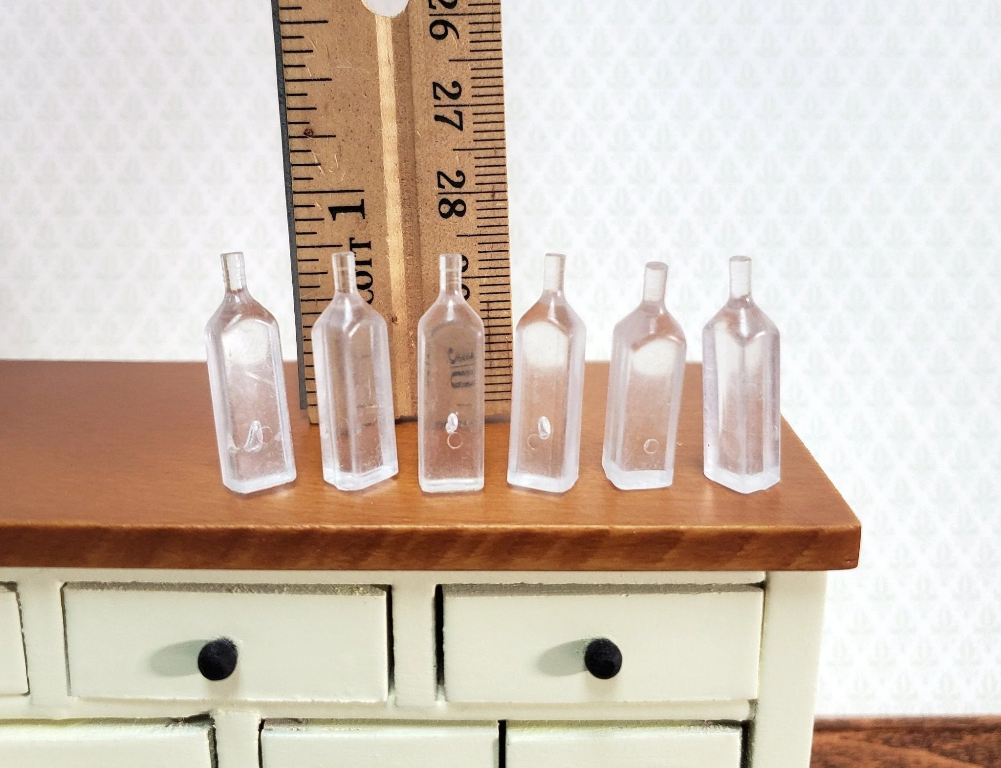 Miniature Clear Liquor Bottles Gin Vodka 6 Pieces Blanks 1:12 Scale Dollhouse - Image 3