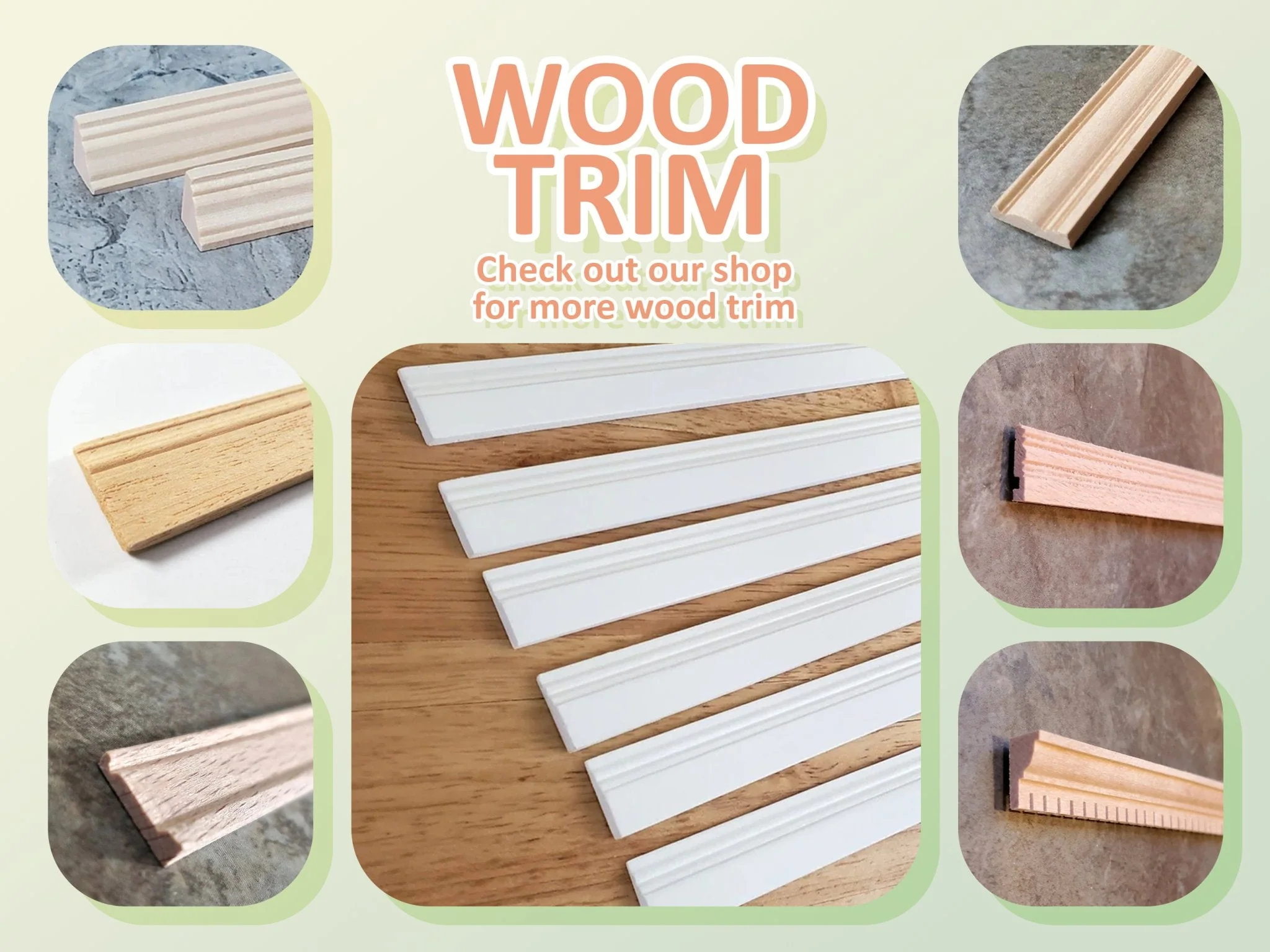 Miniature Decorative Trim Art Nouveau Style 5 Pieces 5/16" x 17 3/8" long x 1/16" Thick - Image 4