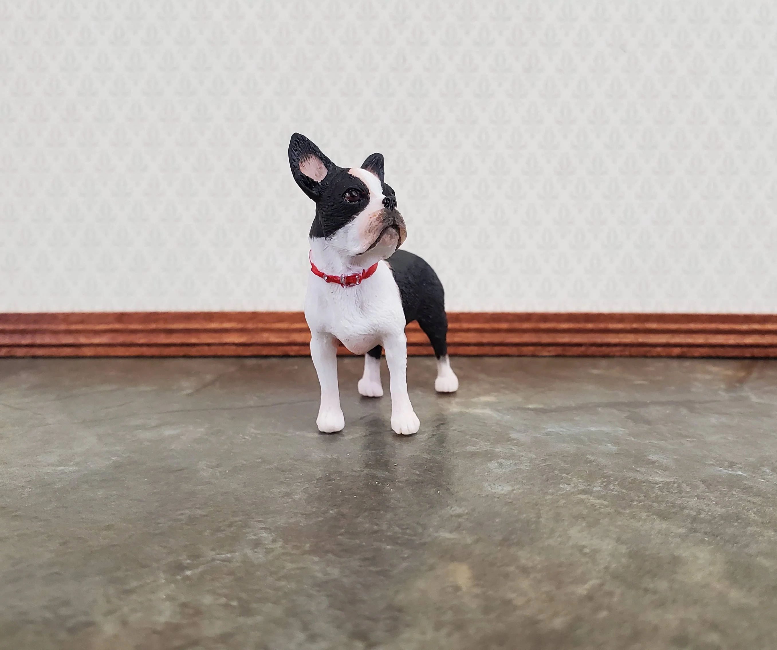Miniature Dog Boston Terrier Black & White 1:12 Scale Pet - Image 2