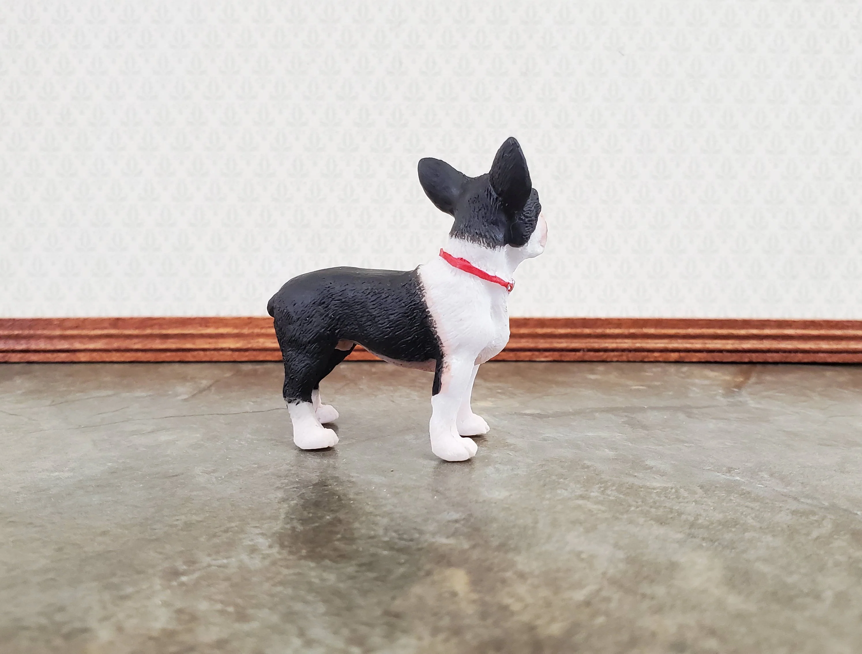 Miniature Dog Boston Terrier Black & White 1:12 Scale Pet - Image 3