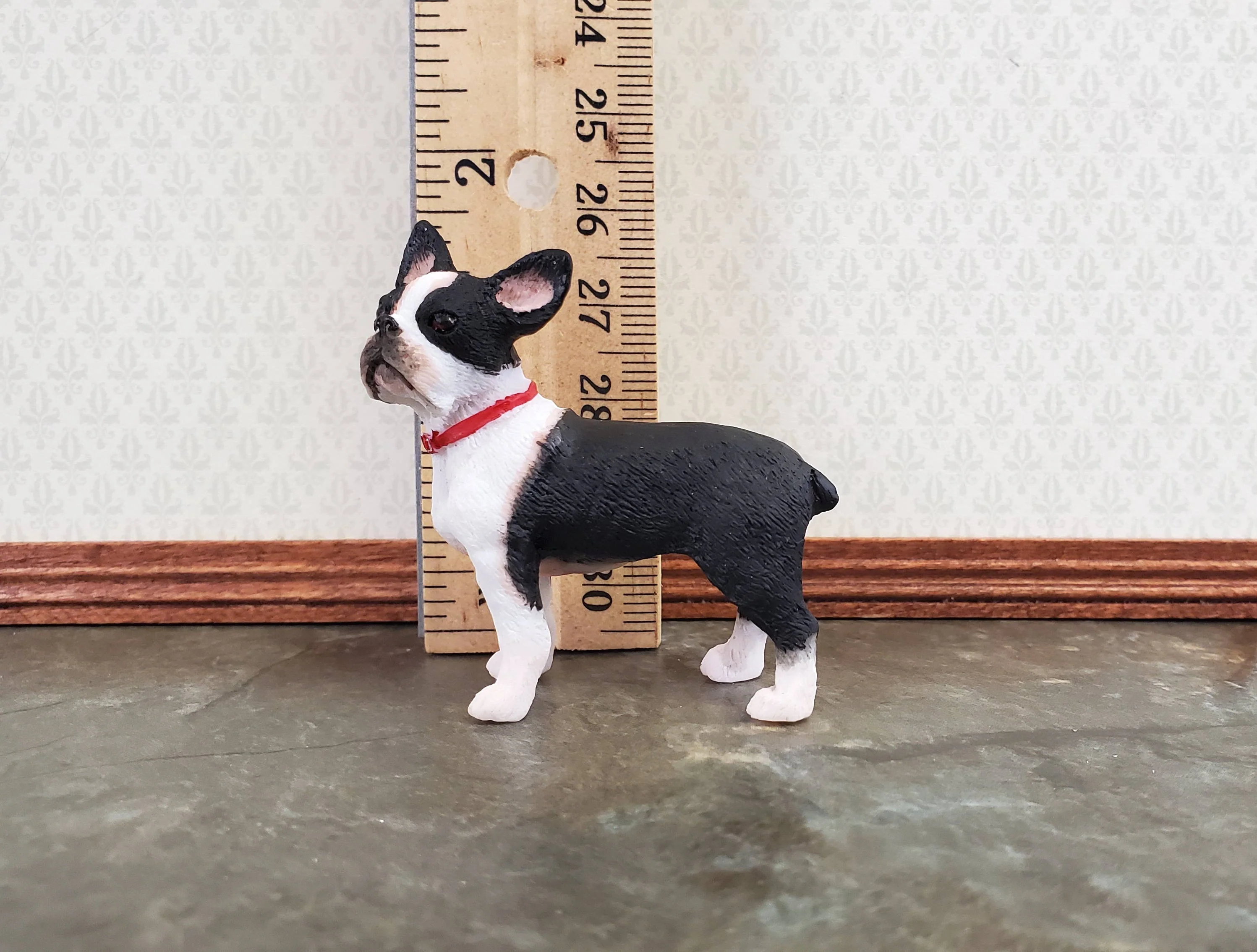 Miniature Dog Boston Terrier Black & White 1:12 Scale Pet - Image 4