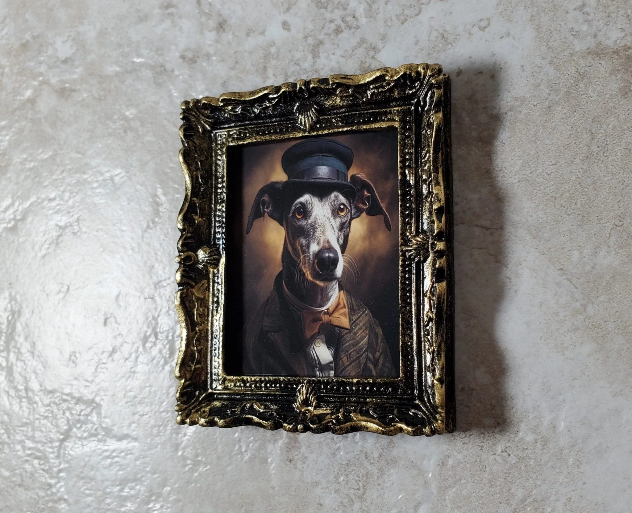 Miniature Dog Greyhound 1920s Era Framed Print Male 1:12 Scale Picture Dollhouse - Image 2