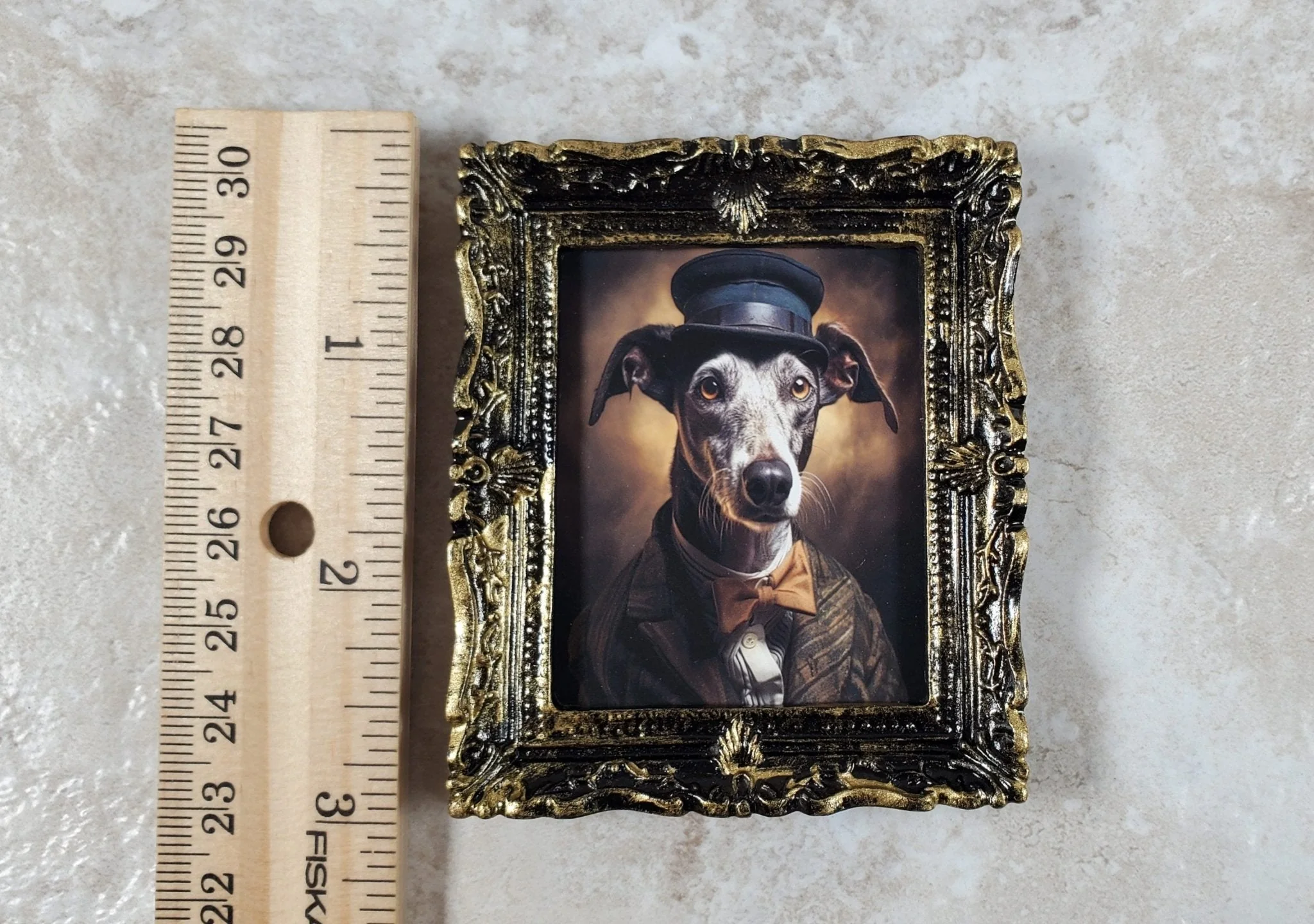 Miniature Dog Greyhound 1920s Era Framed Print Male 1:12 Scale Picture Dollhouse - Image 3