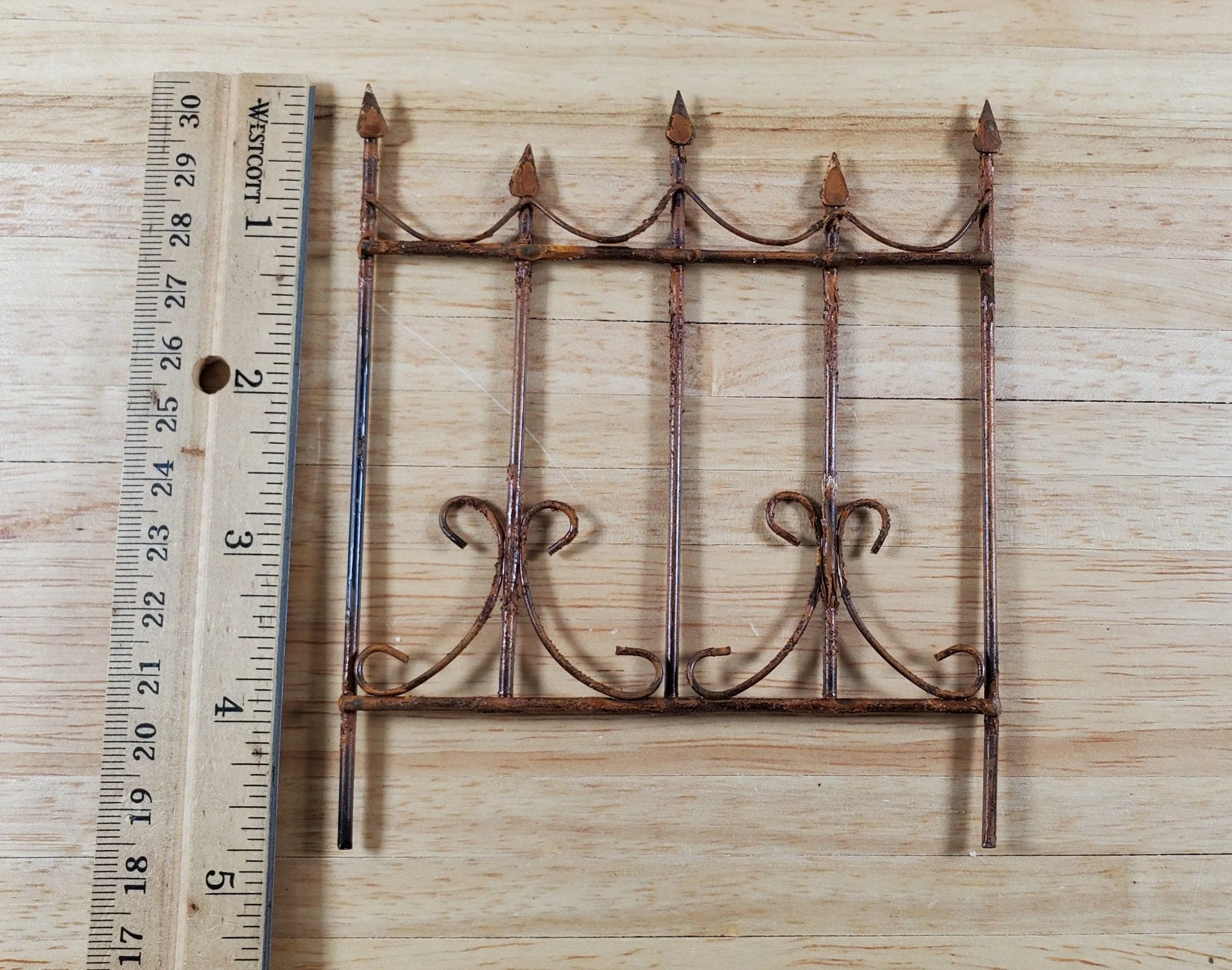 Miniature Fence Piece Metal Distressed Rusted Fairy Garden 4 3/4" Tall x 4" Wide - Image 3