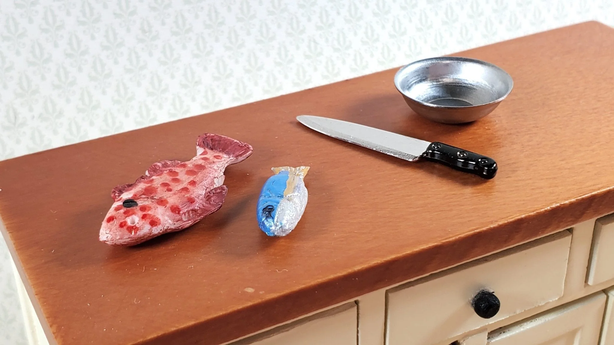 Miniature Fish x 2 Grouper + Small One for Dollhouse Food Seafood Grocer Grocery - Image 2