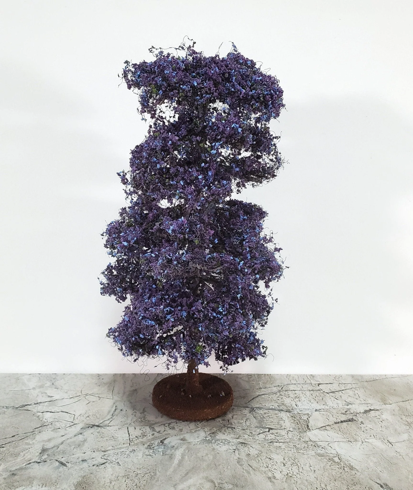 Miniature Flowering Tree Large Purple Lilac on Base for Model Scenery 8" Tall