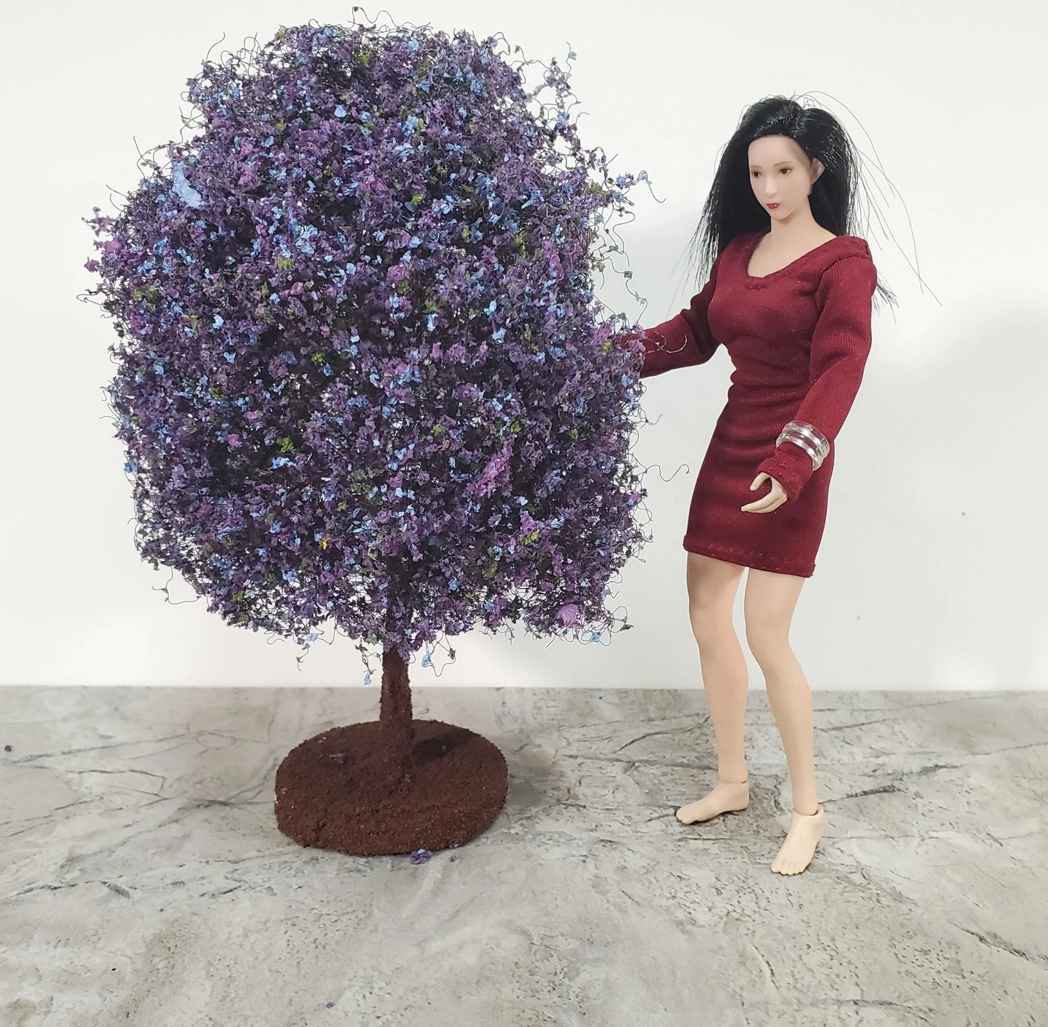 Miniature Flowering Tree or Bush Large Purple 6" Tall on Free Standing Base - Image 4