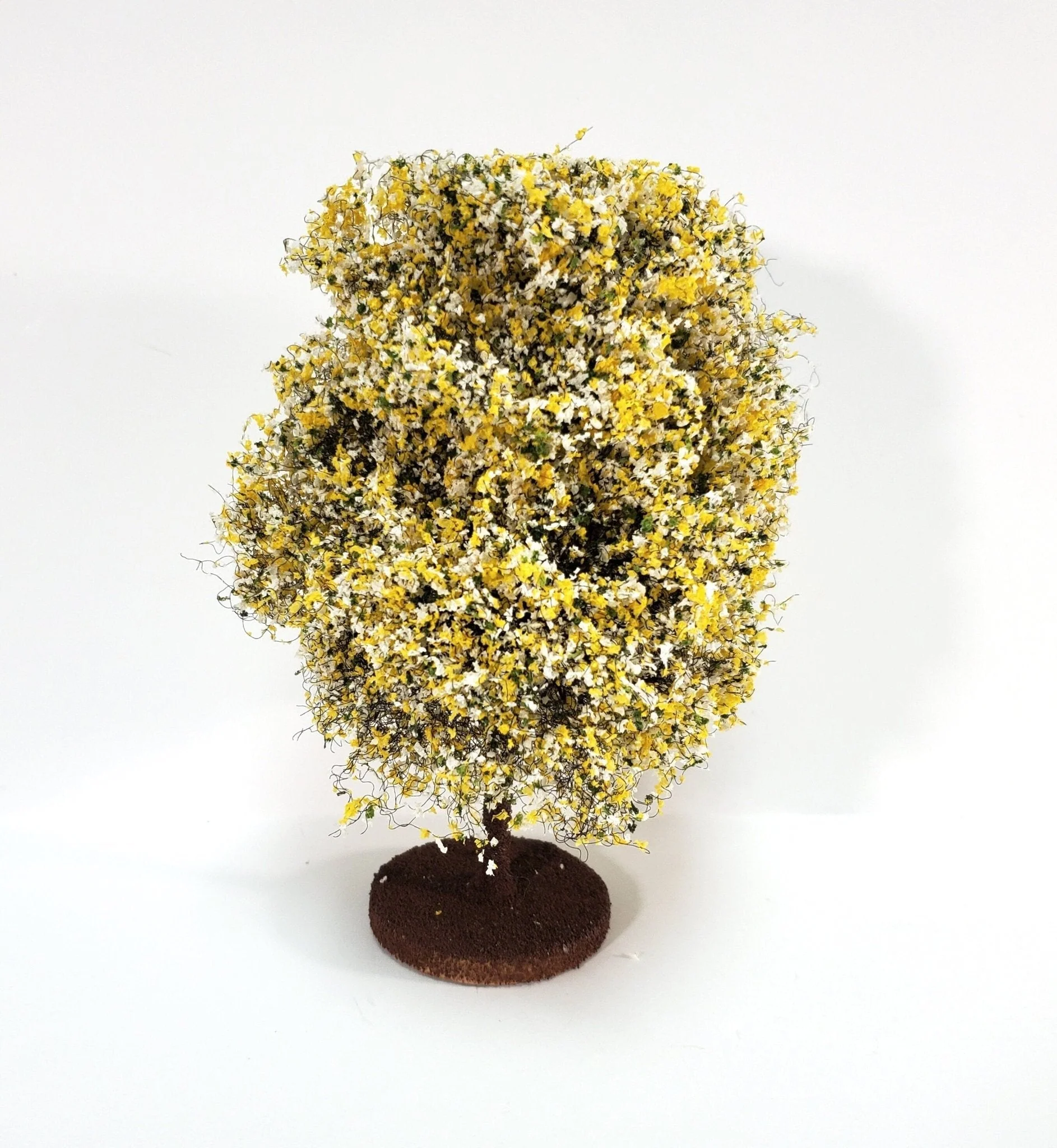 Miniature Flowering Tree or Bush Large Yellow & White 6" Tall