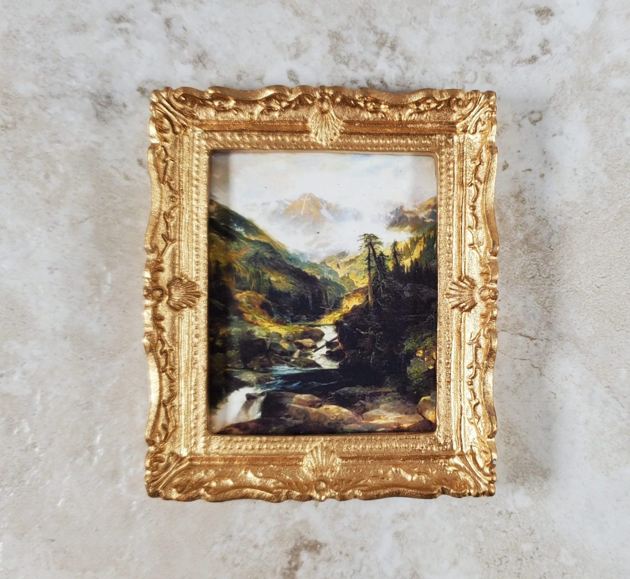 Miniature Framed Art Print Mountain of the Holy Cross Thomas Moran 1:12 Scale