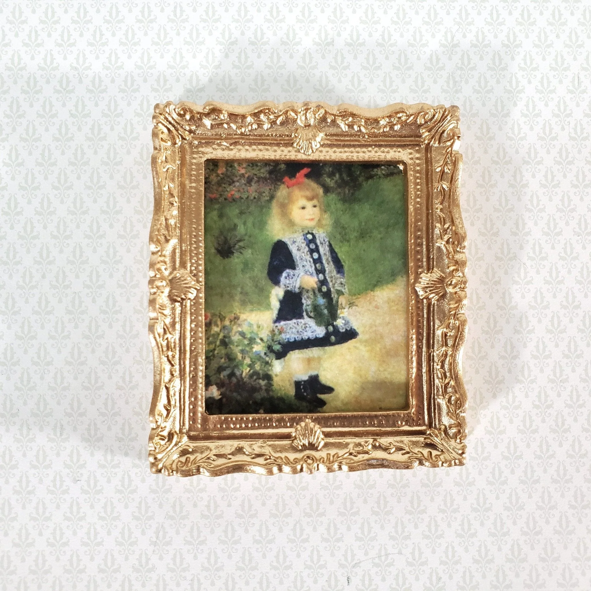 Miniature Framed Print Renoir Girl with a Watering Can 1:12 Scale Dollhouse