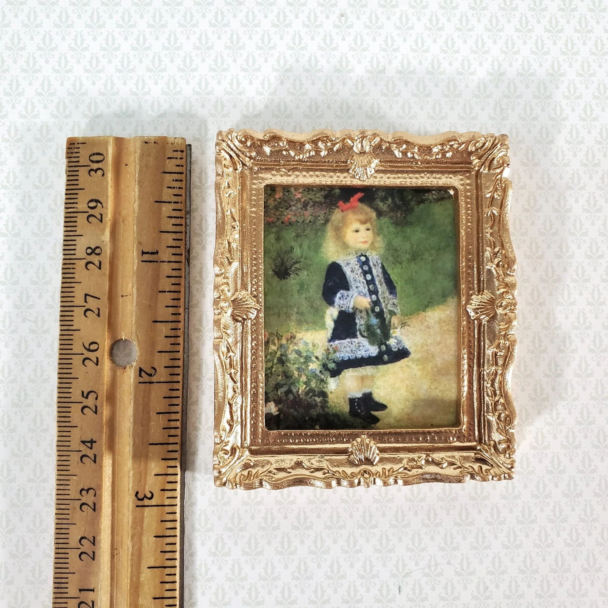 Miniature Framed Print Renoir Girl with a Watering Can 1:12 Scale Dollhouse - Image 2