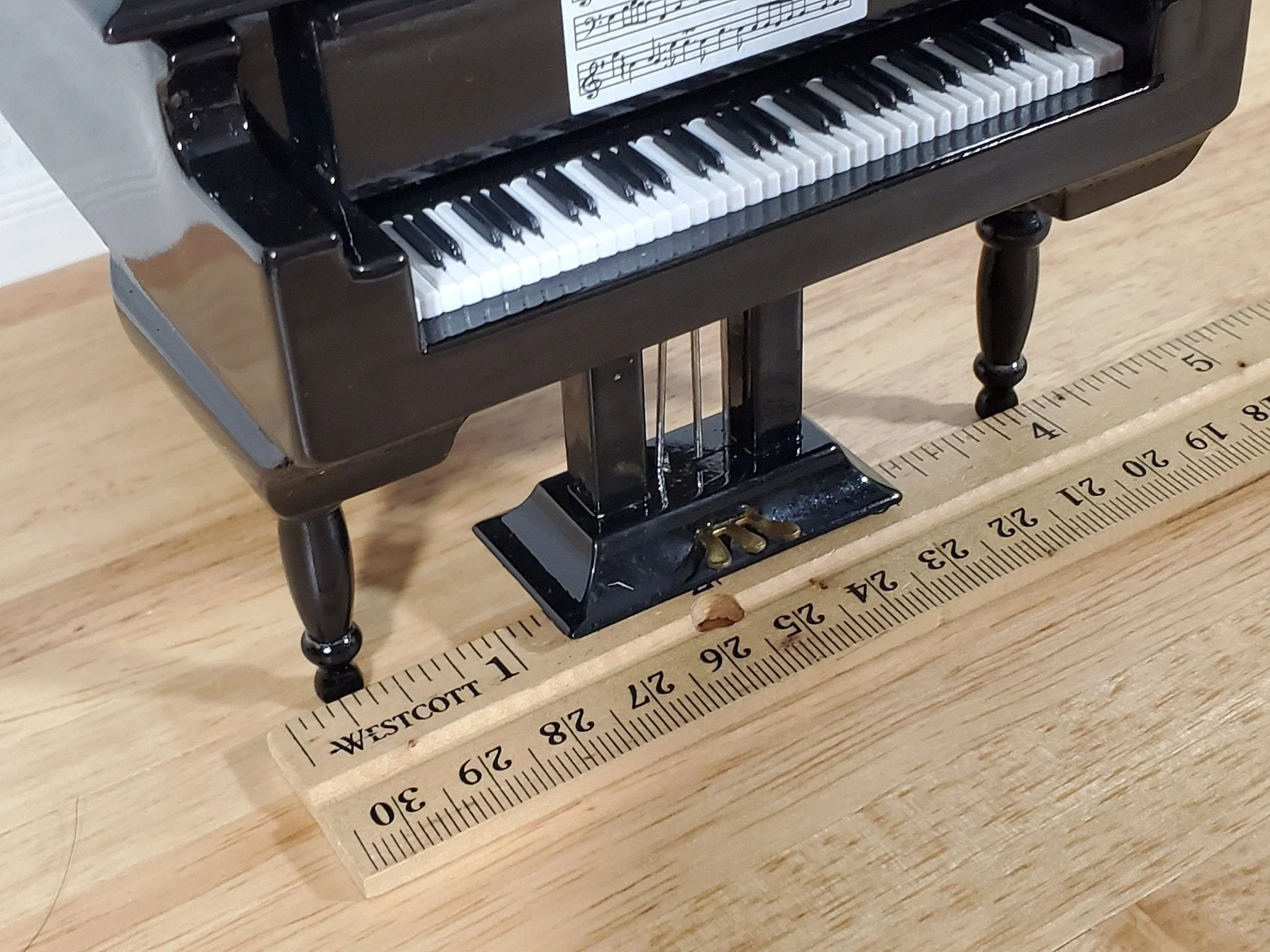 Miniature Piano Grand with Bench Seat Instrument 1:12 Scale Dollhouse Black Finish - Image 7