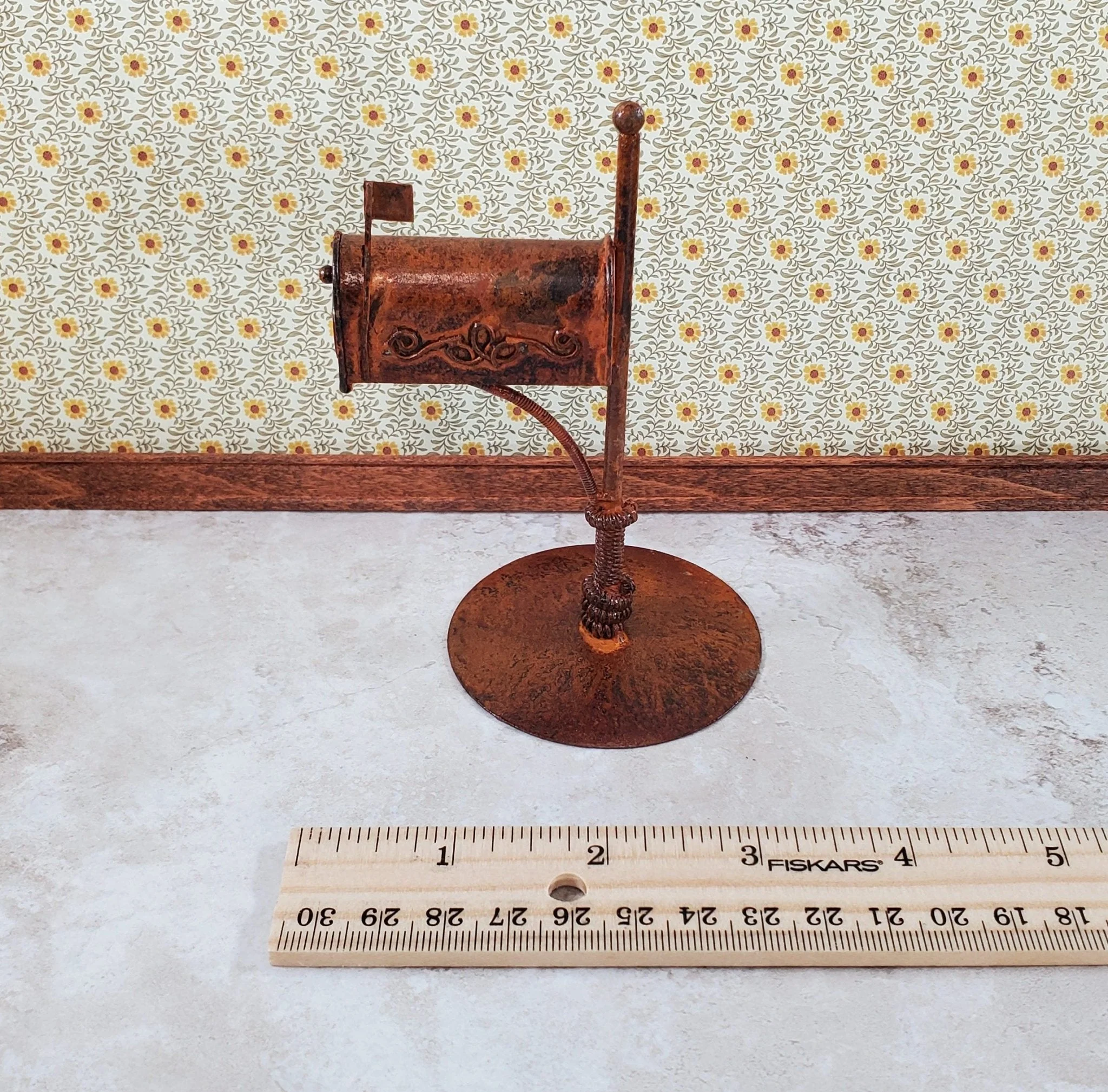 Miniature Mailbox Free Standing Rusted Distressed Metal 1:12 Scale Fairy Garden - Image 5