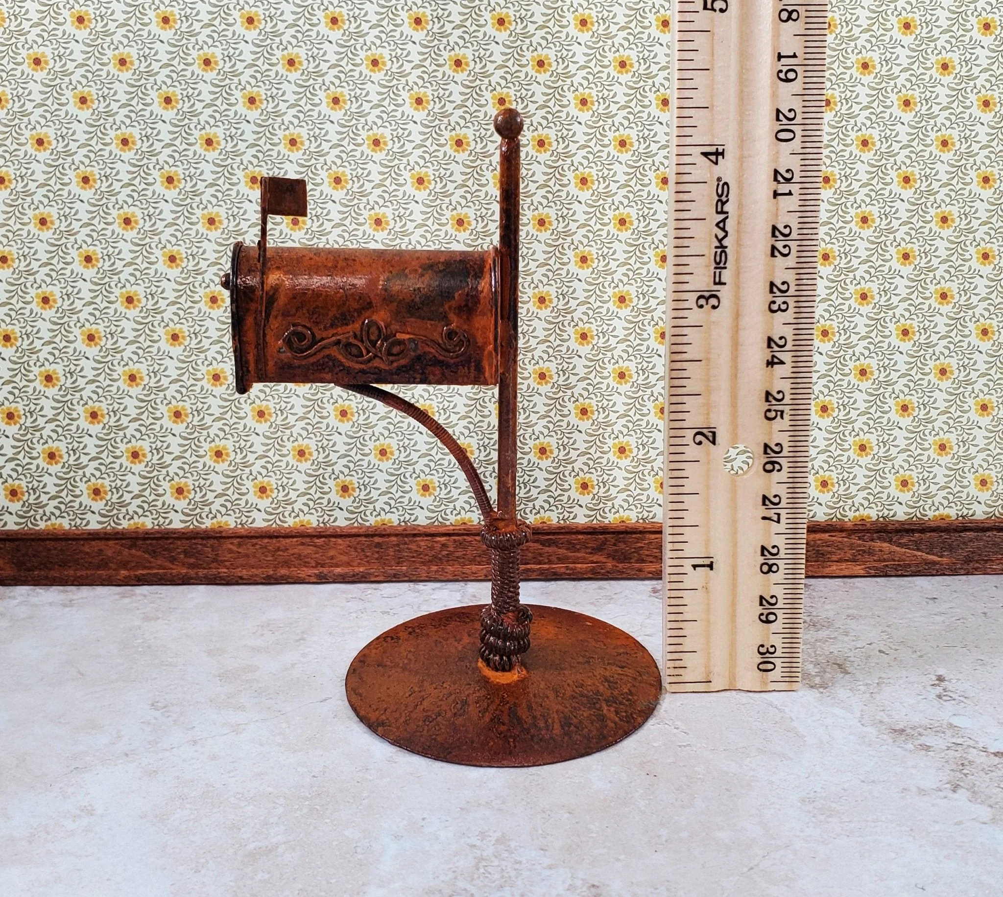 Miniature Mailbox Free Standing Rusted Distressed Metal 1:12 Scale Fairy Garden - Image 6