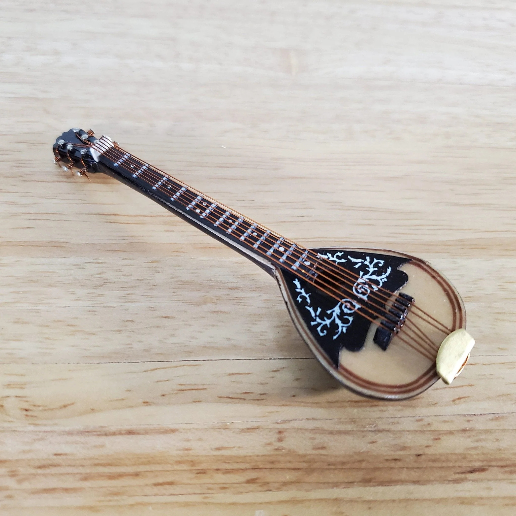 Miniature Mandolin Instrument with Case Wood 4" Fits 1:6 Scale - Image 2