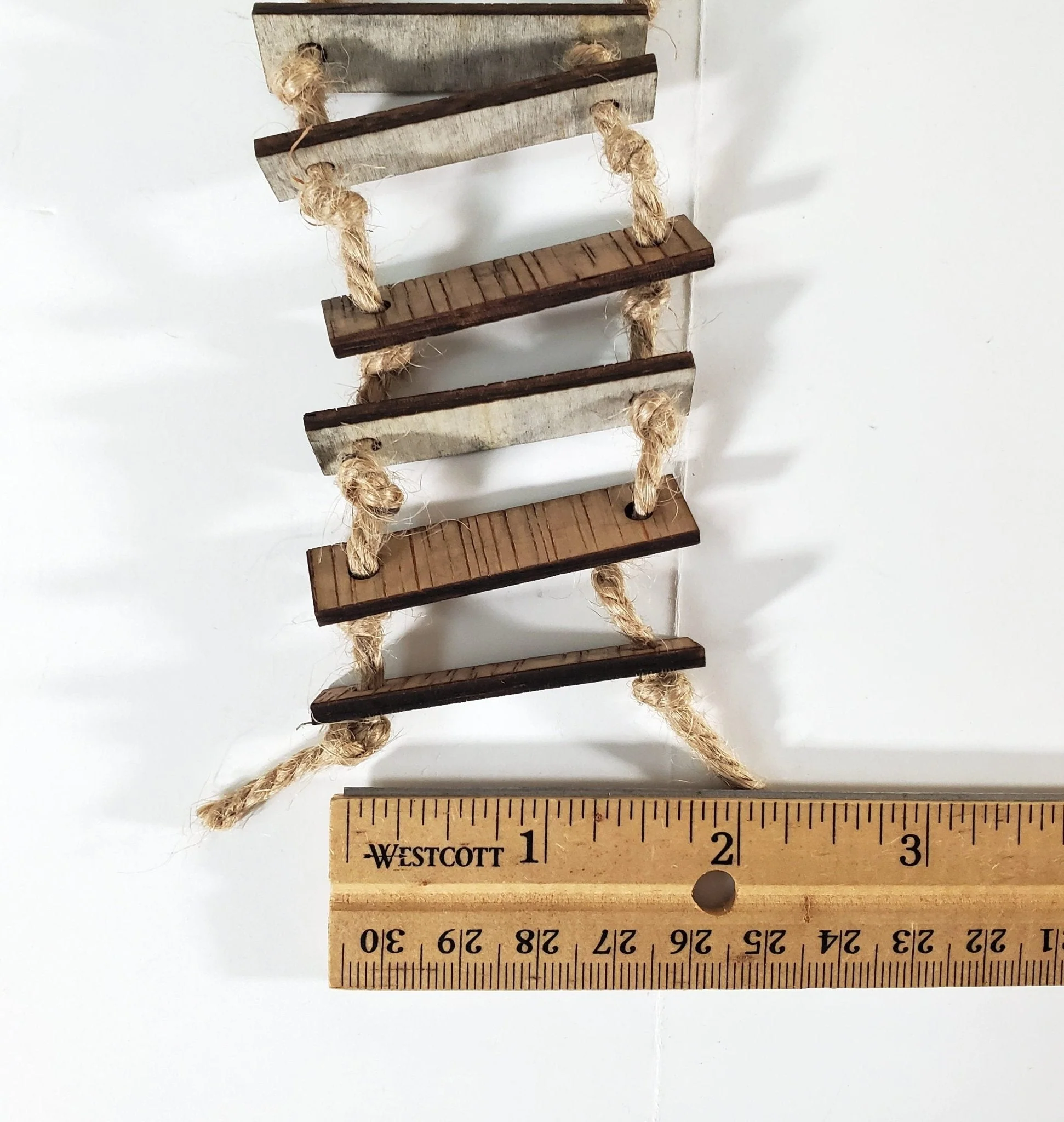 Miniature "Old" Rope Ladder for Tree Houses Scale Models 5" long Wood Steps - Image 4
