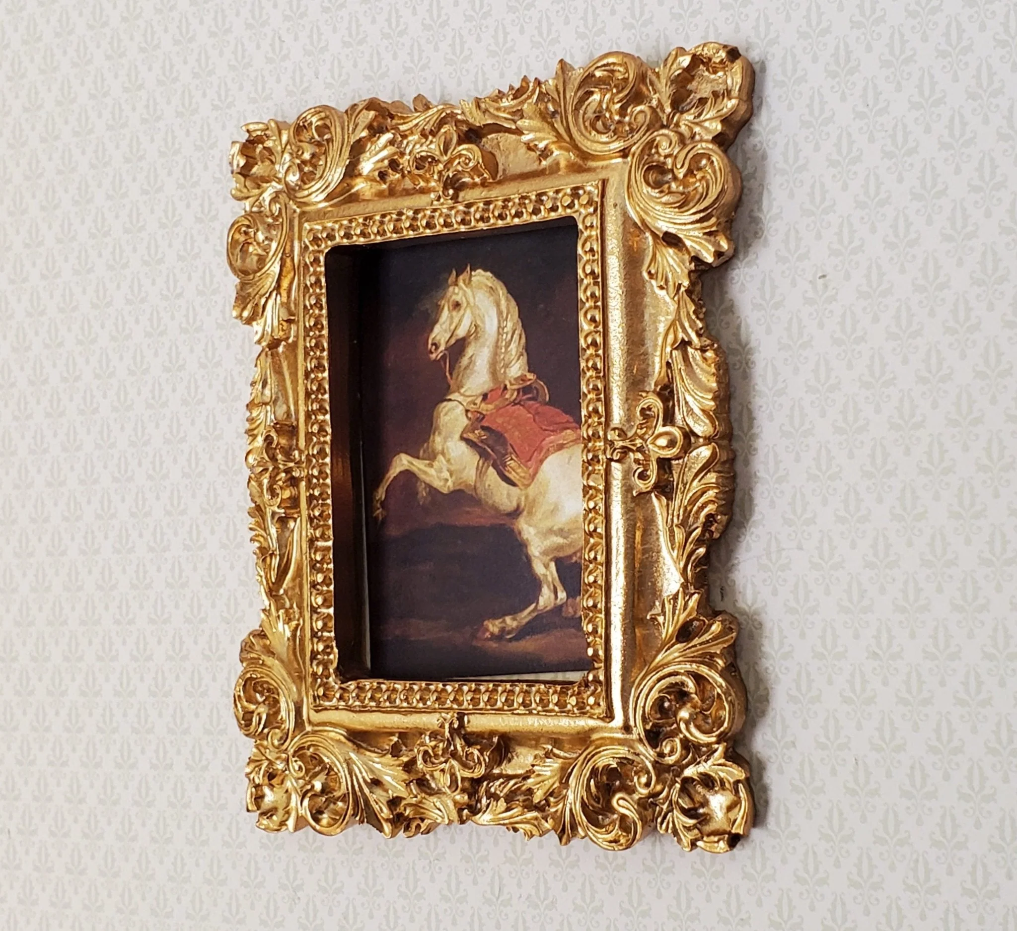 Miniature Picture Frame for 1:6 Scale Settings Large Fancy Gold Flat Back - Image 3