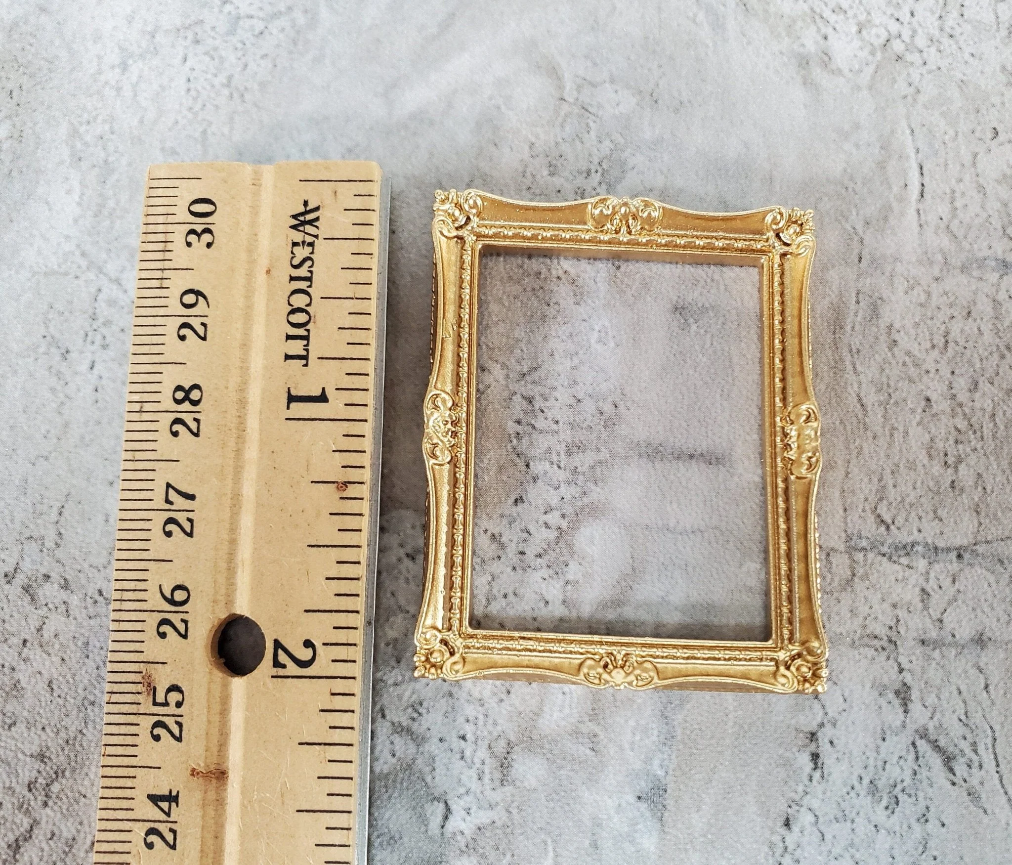 Miniature Picture Frame Gold for Paintings Medium Size 1:12 Scale Dollhouse - Image 3