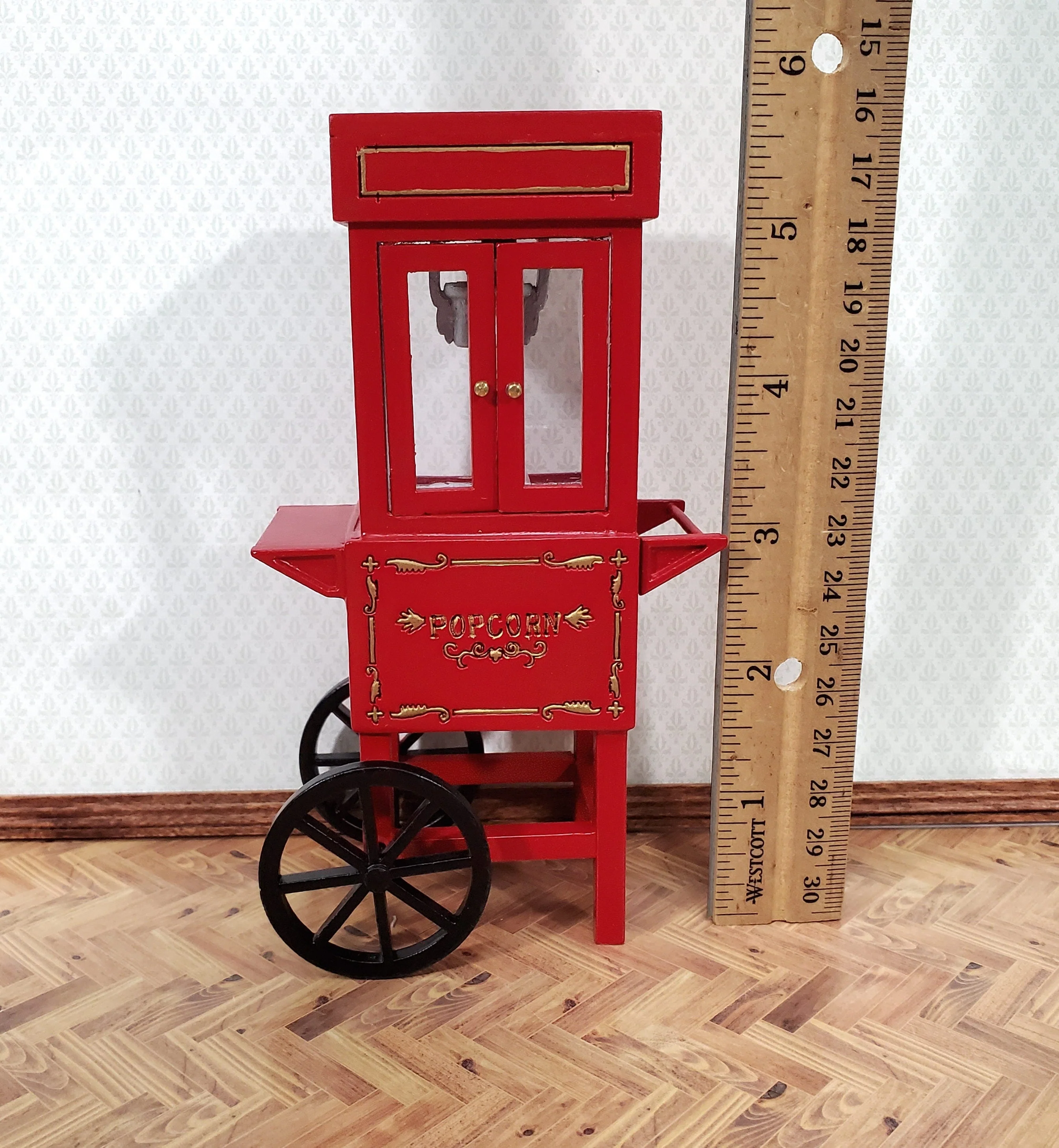 Miniature Popcorn Popper for Dollhouse Concession Stand 1:12 Scale Moving Wheels - Image 4