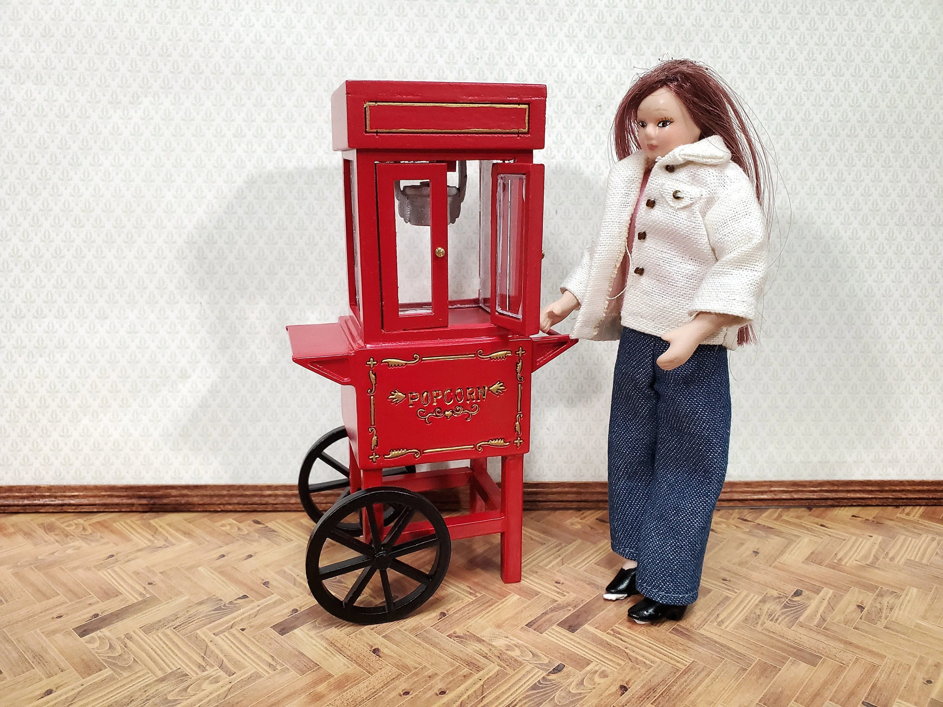 Miniature Popcorn Popper for Dollhouse Concession Stand 1:12 Scale Moving Wheels - Image 8