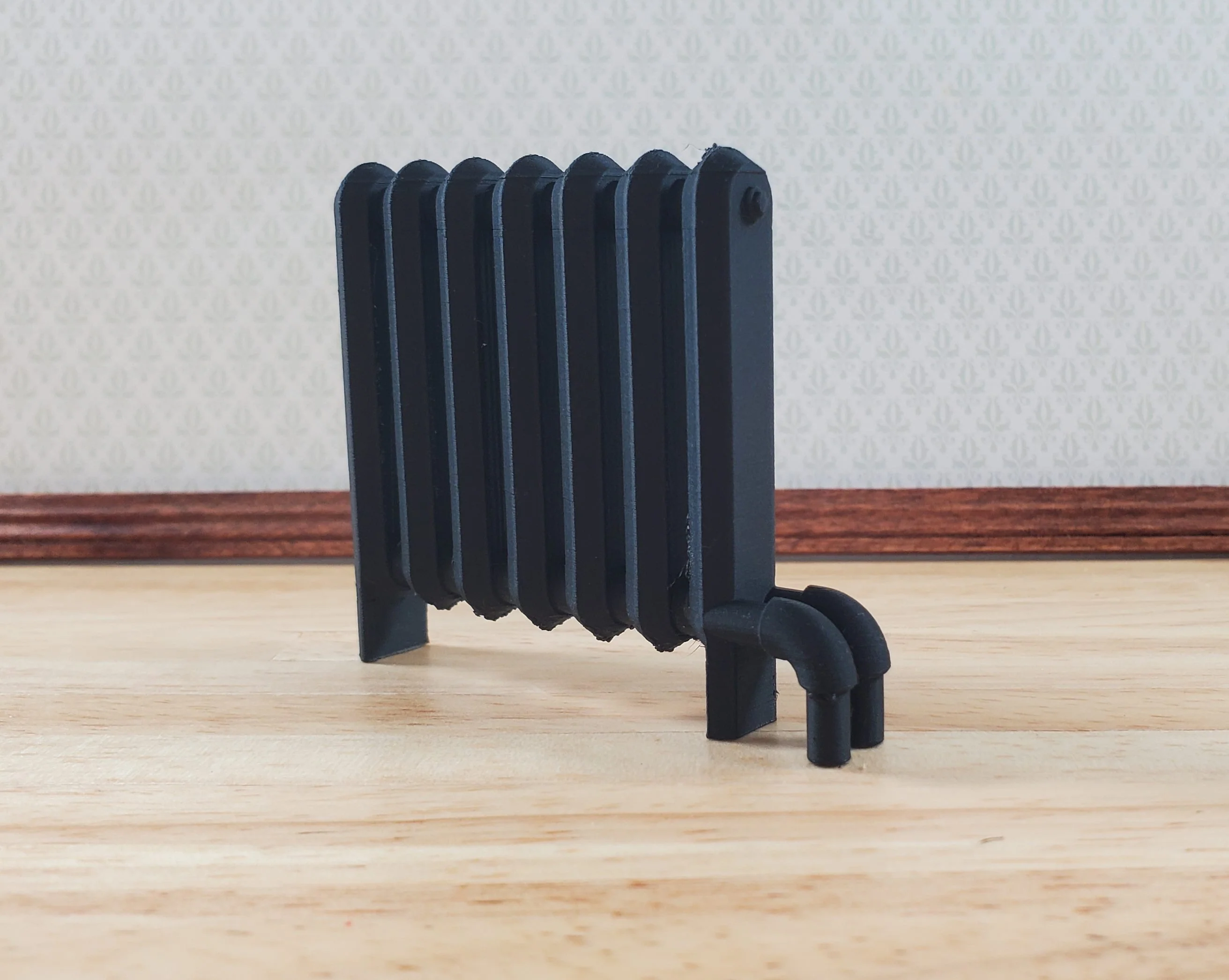 Miniature Radiator Black Classic Style 1:12 Scale Prop Dollhouse Accessory - Image 2