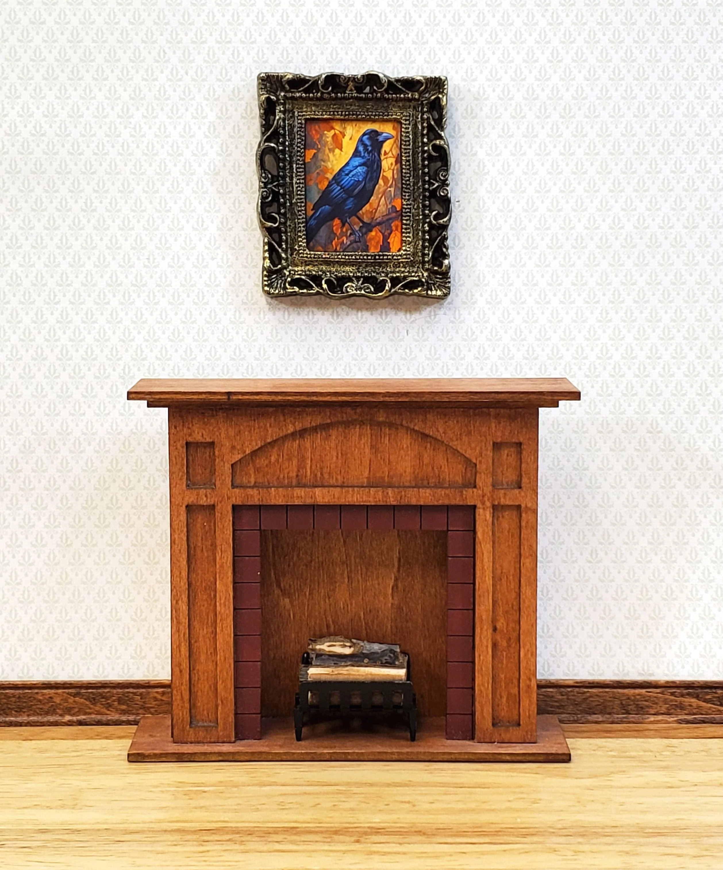 Miniature Raven with Fall Background Framed Print 1:12 Scale Halloween Haunted House - Image 3