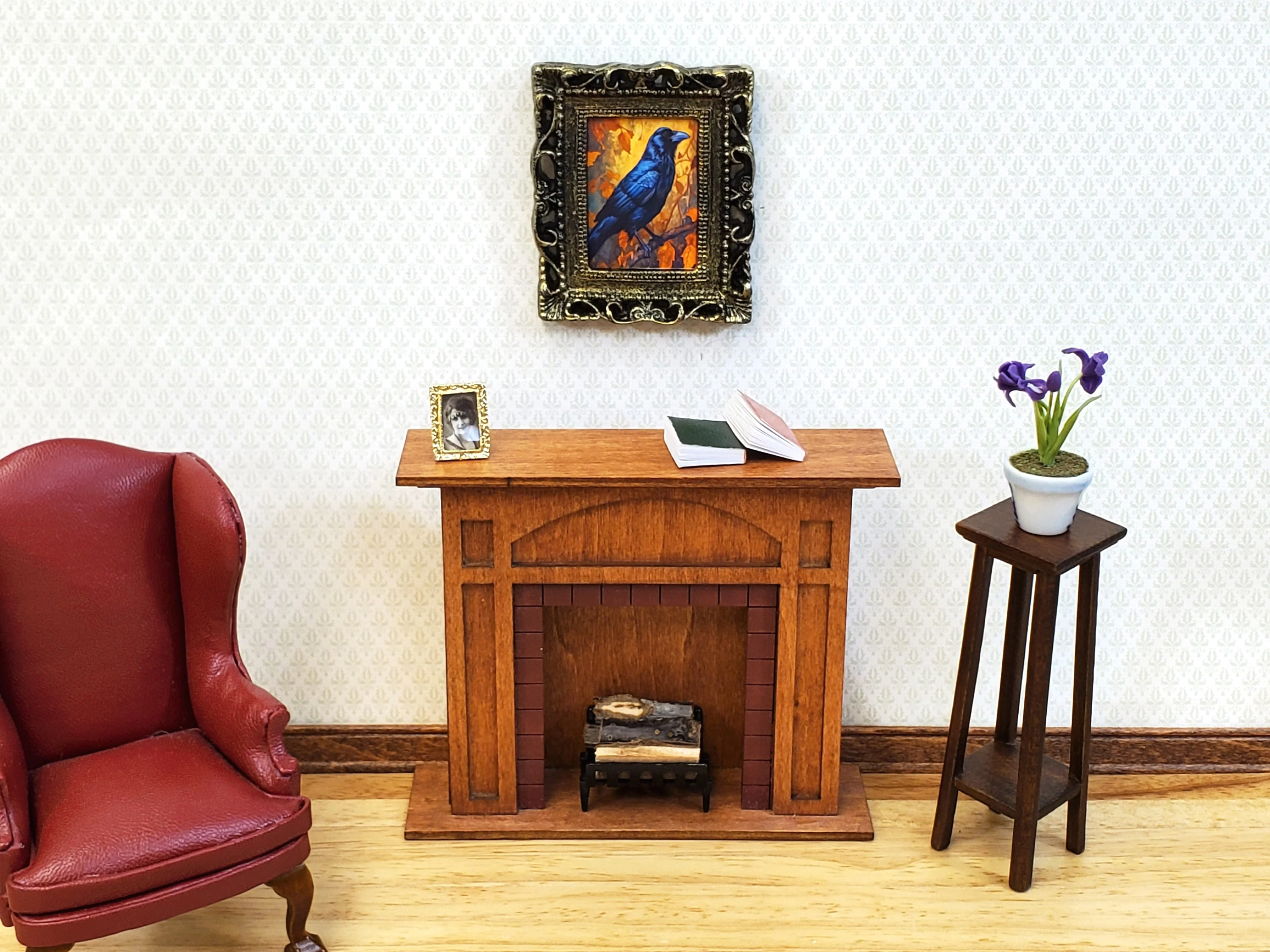 Miniature Raven with Fall Background Framed Print 1:12 Scale Halloween Haunted House - Image 4
