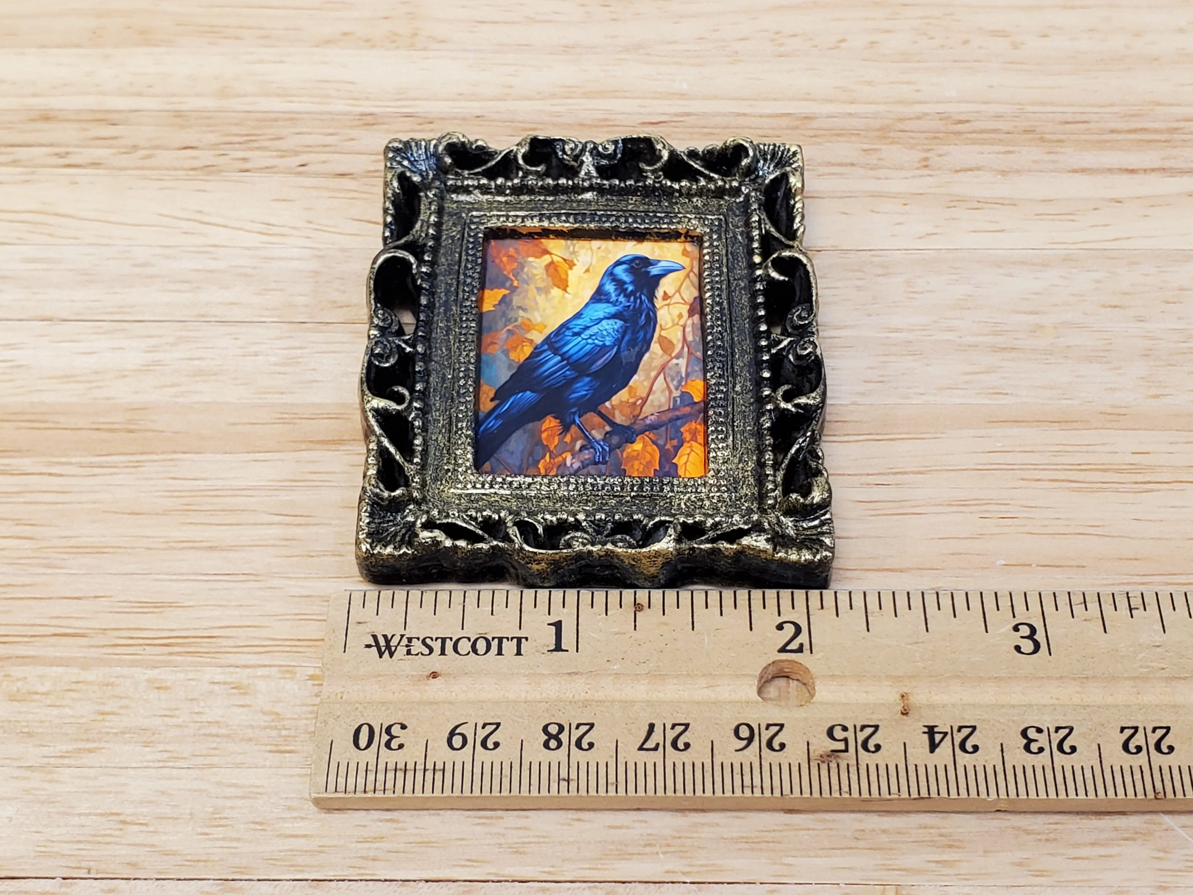 Miniature Raven with Fall Background Framed Print 1:12 Scale Halloween Haunted House - Image 5