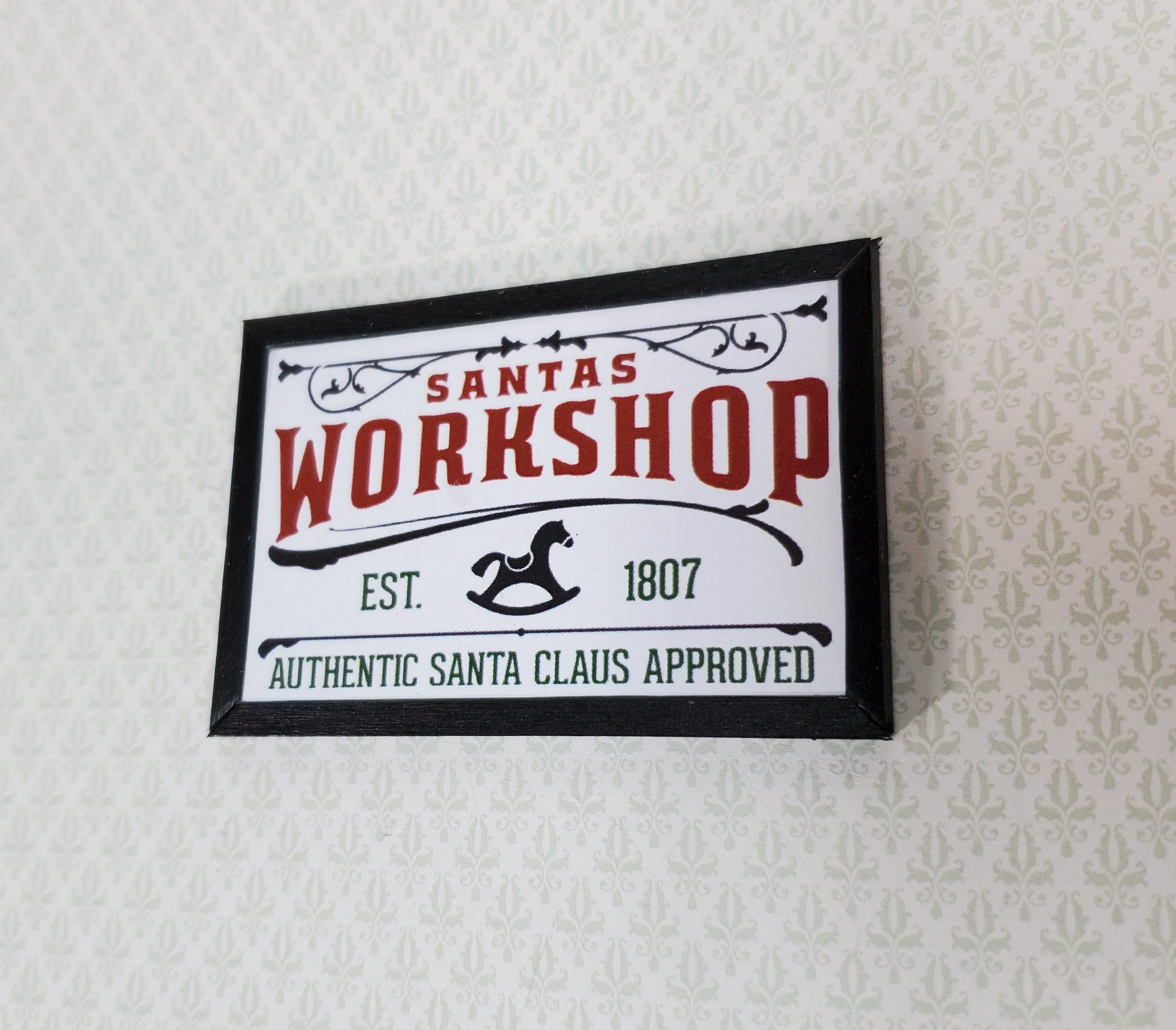 Miniature Santa's Workshop Wood Sign for Dollhouse 2.75" x 1.75" Handcrafted - Image 4