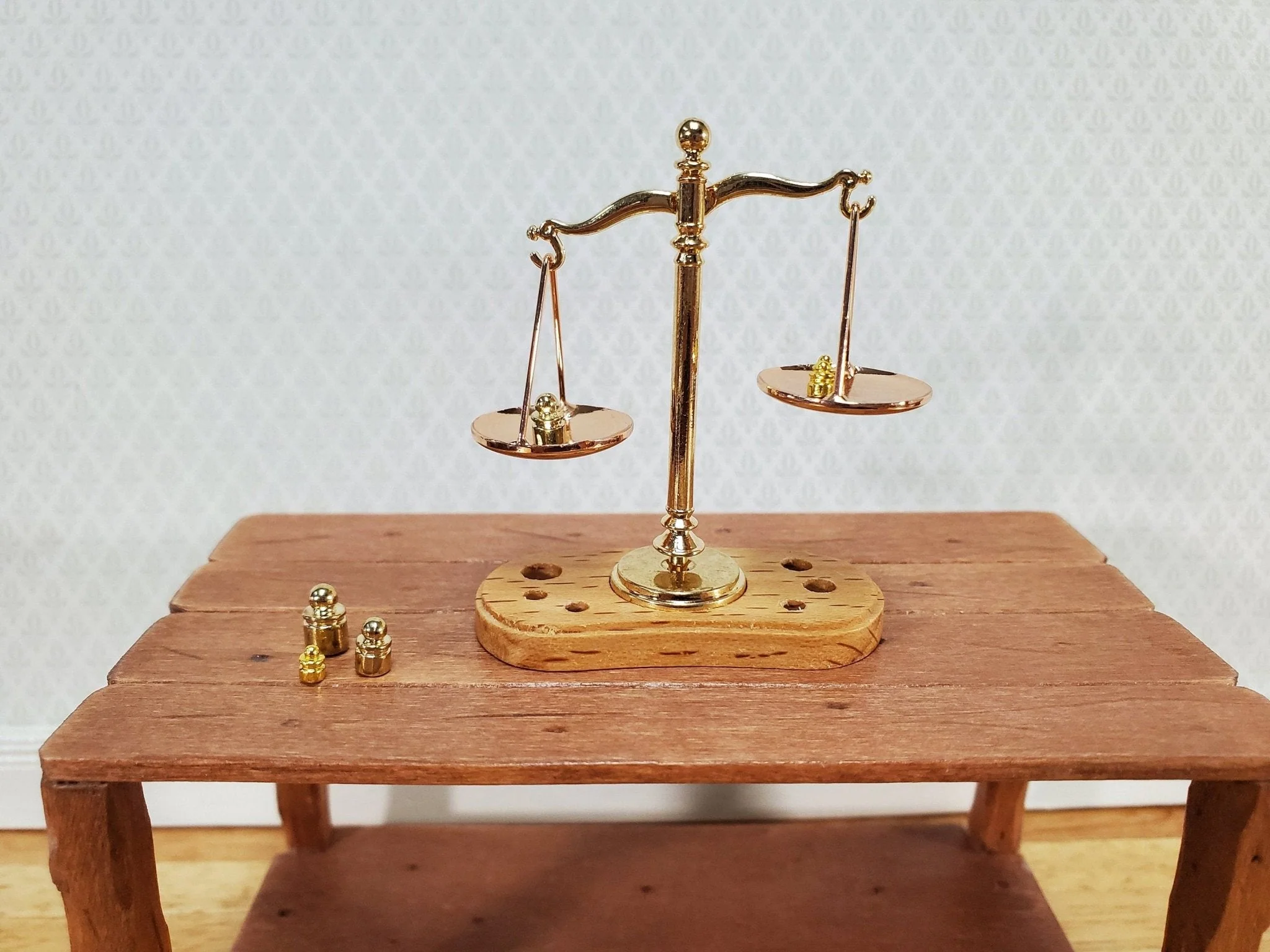 Miniature Scale with Weights Metal Pharmacy Grocer Apothecary Working - Image 5
