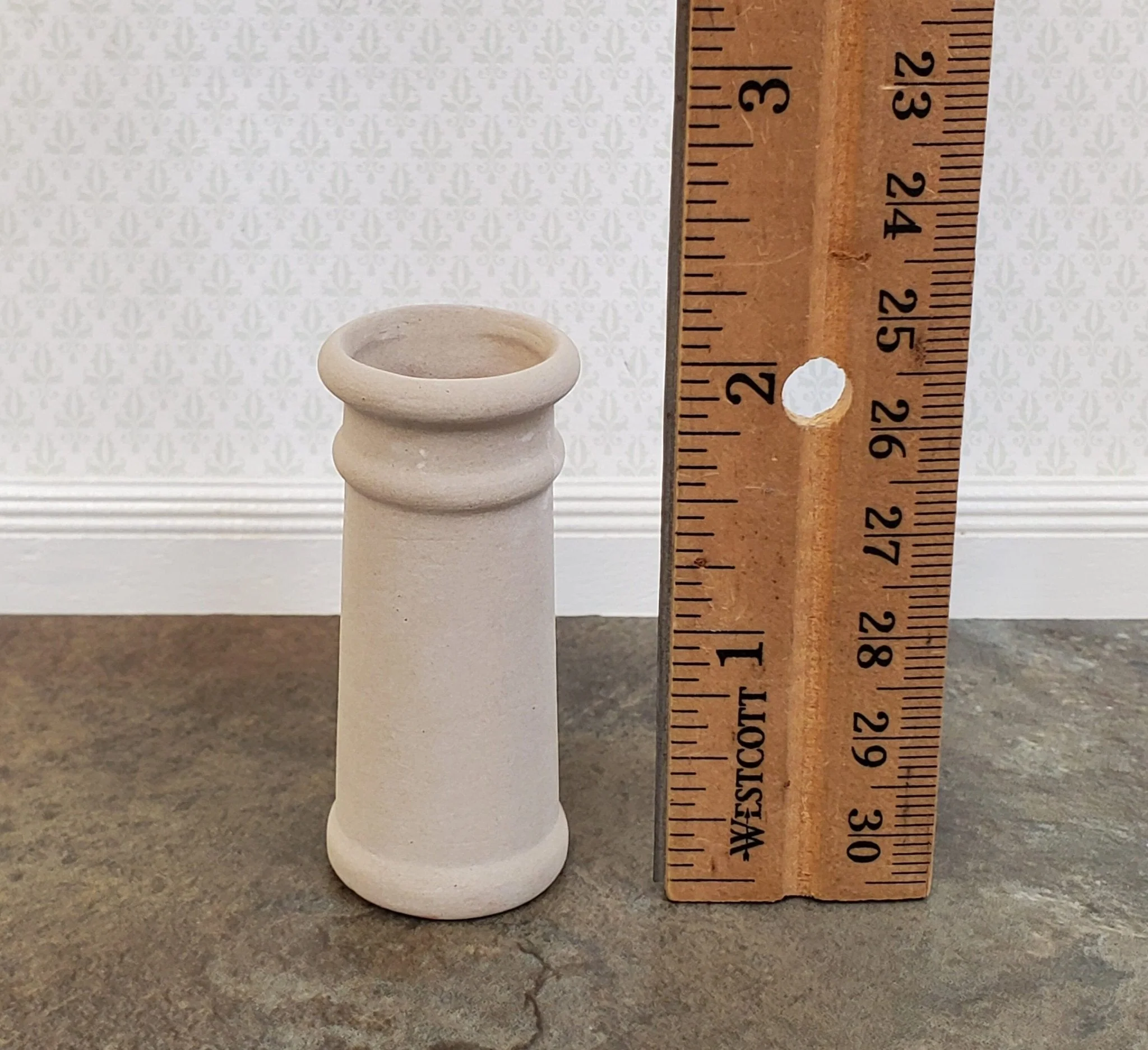 Miniature Tall Chimney Pot Smoke Stack Stone Color Ceramic 1:12 Scale Dollhouse - Image 3