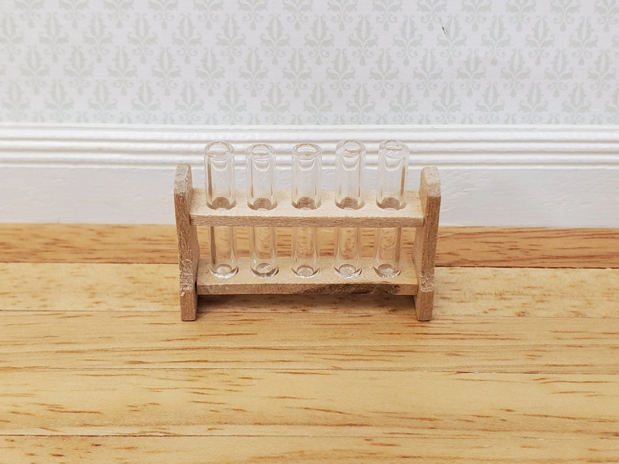 Miniature Test Tubes Glass in Wood Stand Mad Scientist Lab Medical Scenes - Image 2