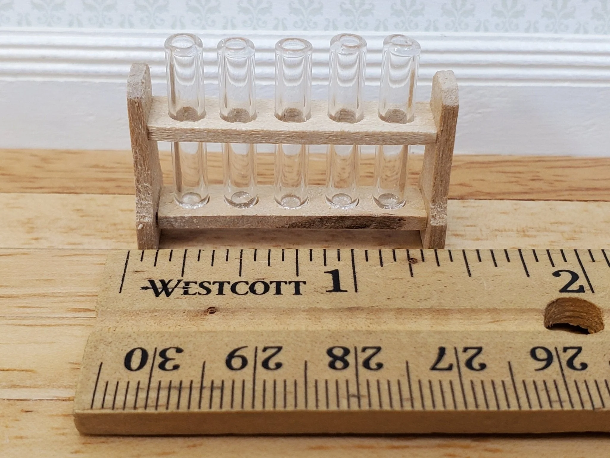 Miniature Test Tubes Glass in Wood Stand Mad Scientist Lab Medical Scenes - Image 3