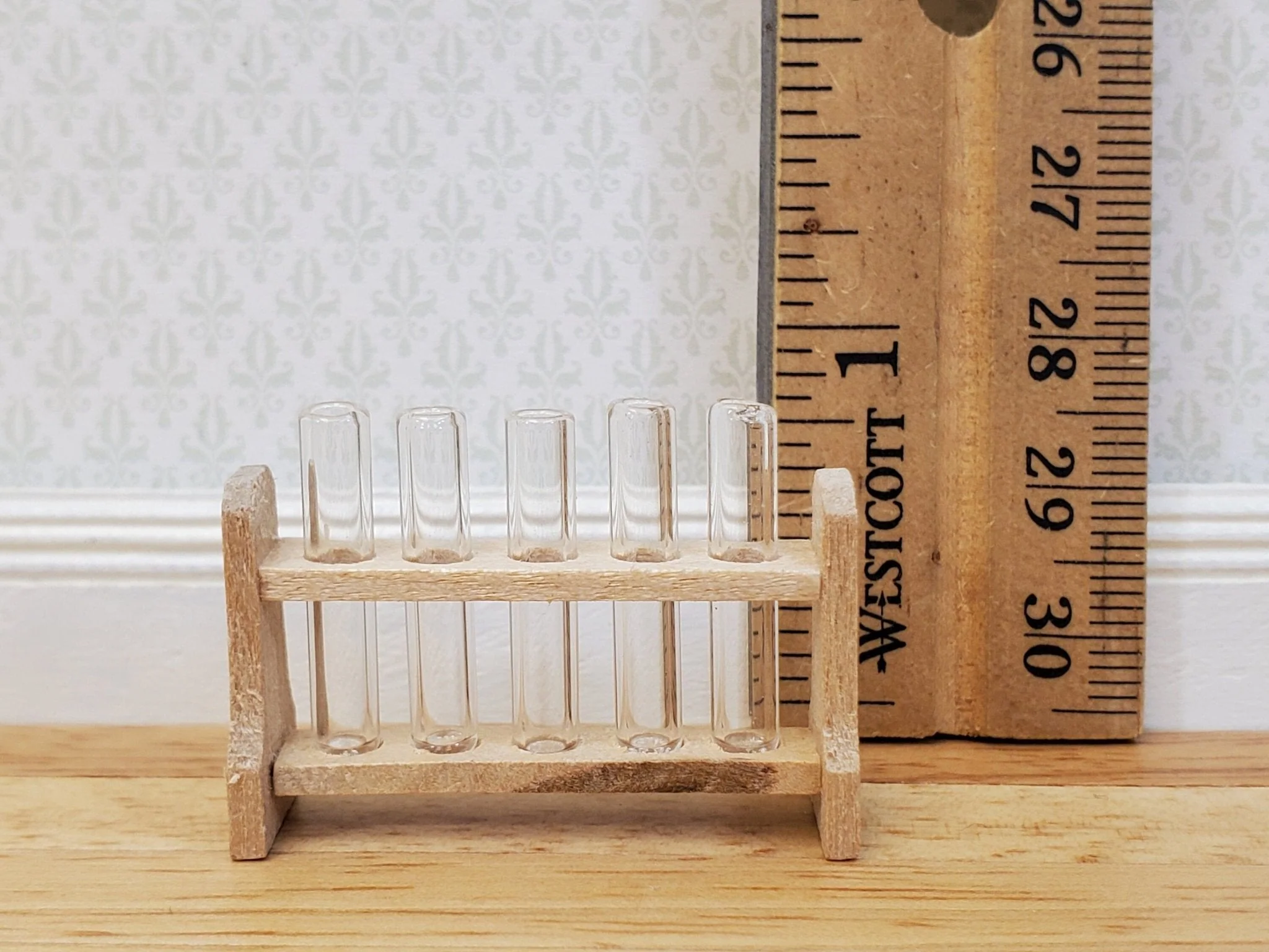 Miniature Test Tubes Glass in Wood Stand Mad Scientist Lab Medical Scenes - Image 4