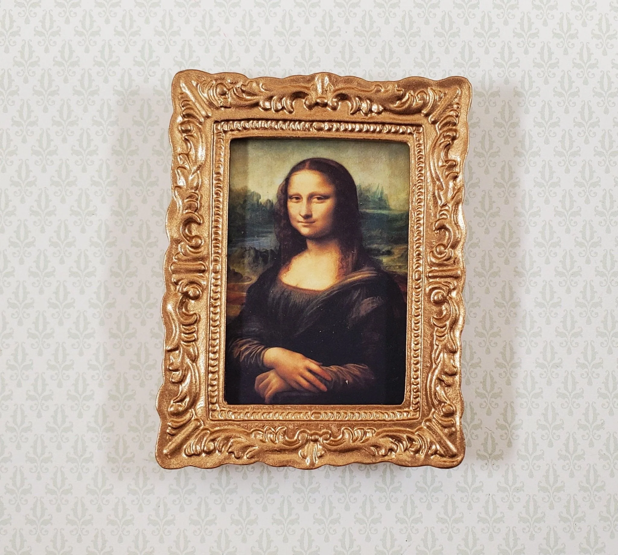 Miniature The Mona Lisa by Leonardo da Vinci Framed Art Print 1:12 Scale