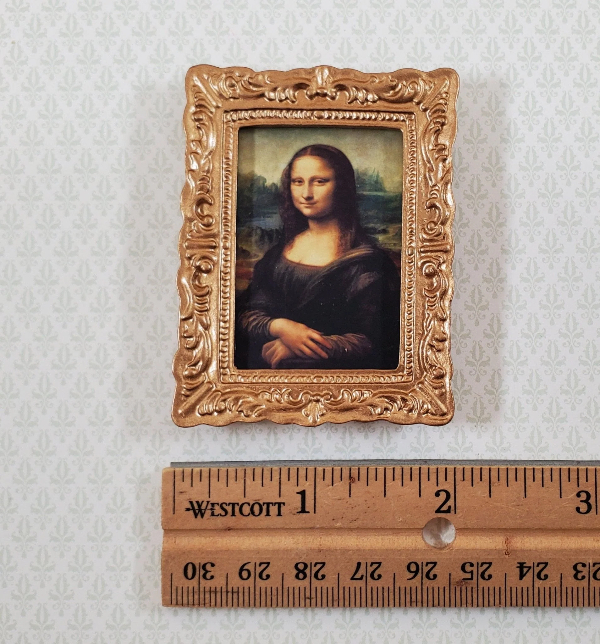 Miniature The Mona Lisa by Leonardo da Vinci Framed Art Print 1:12 Scale - Image 3