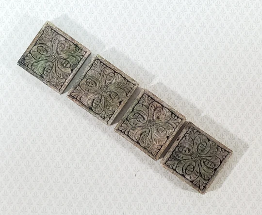 Miniature Tiles Stepping Stones Flower Design Aged Gray Finish Dollhouse 1:12 - Image 4