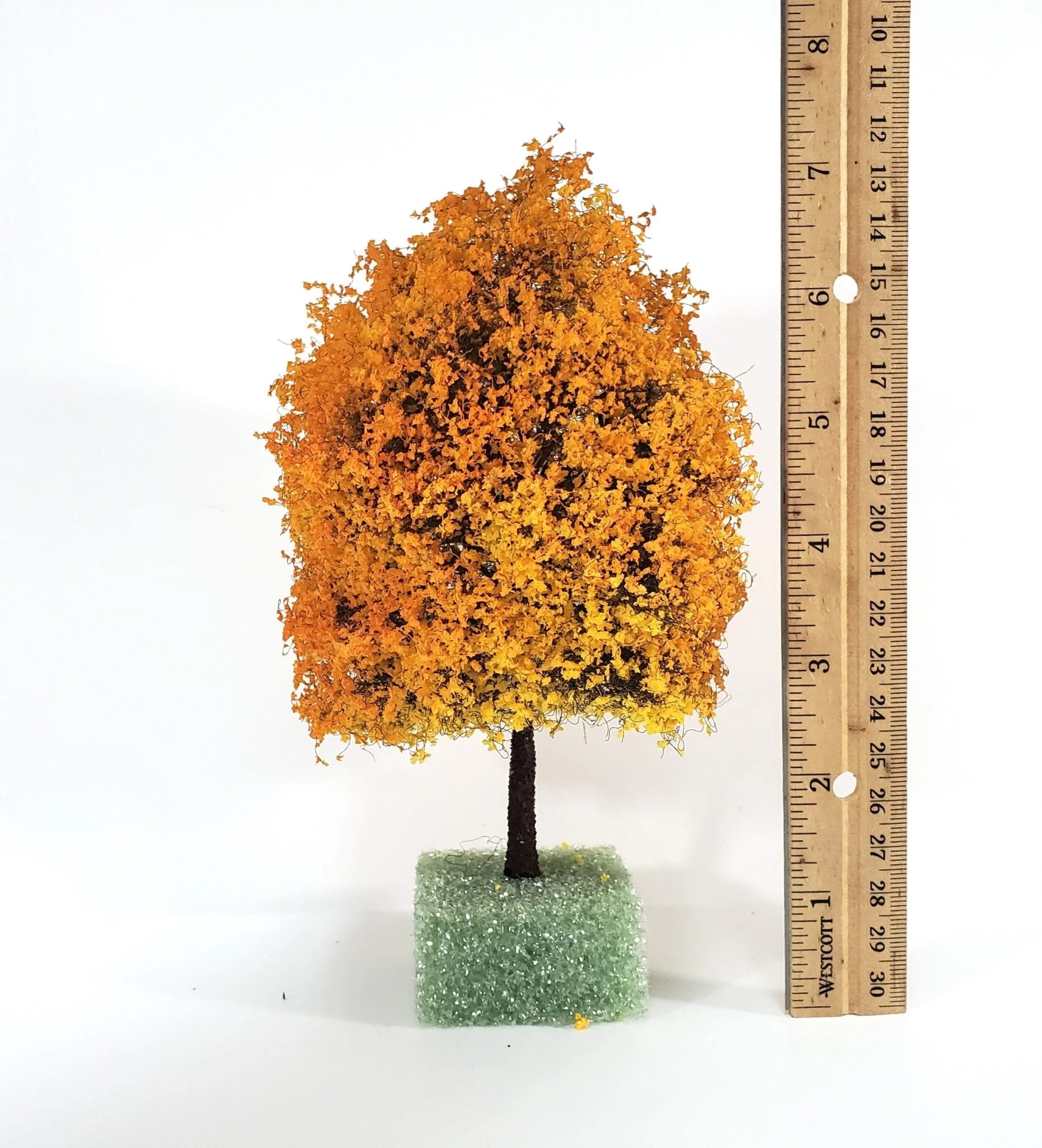 Miniature Tree Golden Autumn Orange 6" Tall on a Spike Model Scenery Garden - Image 3