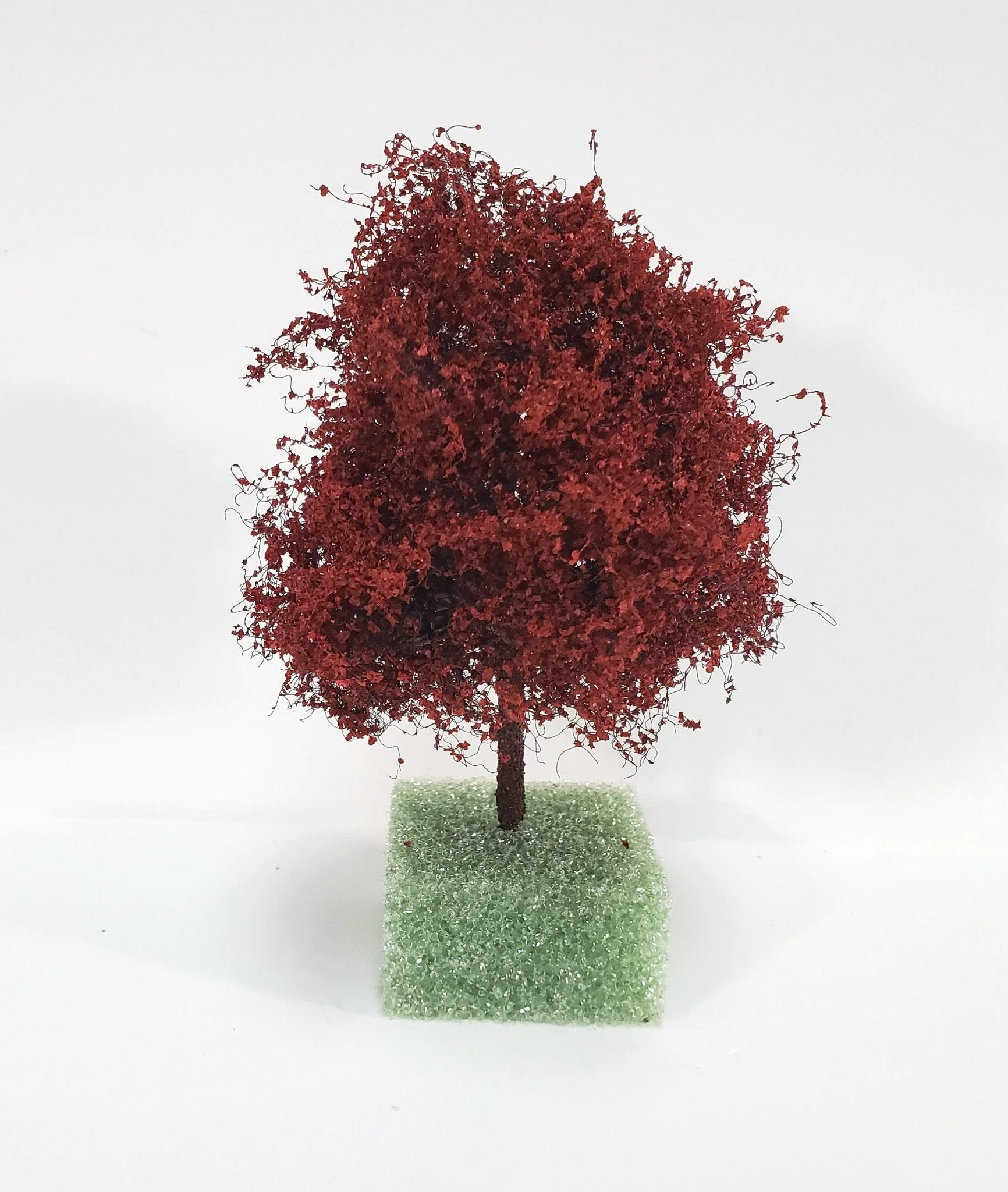 Miniature Tree or Bush Red Japanese Maple 4" Tall on a Spike Model Scenery Garden