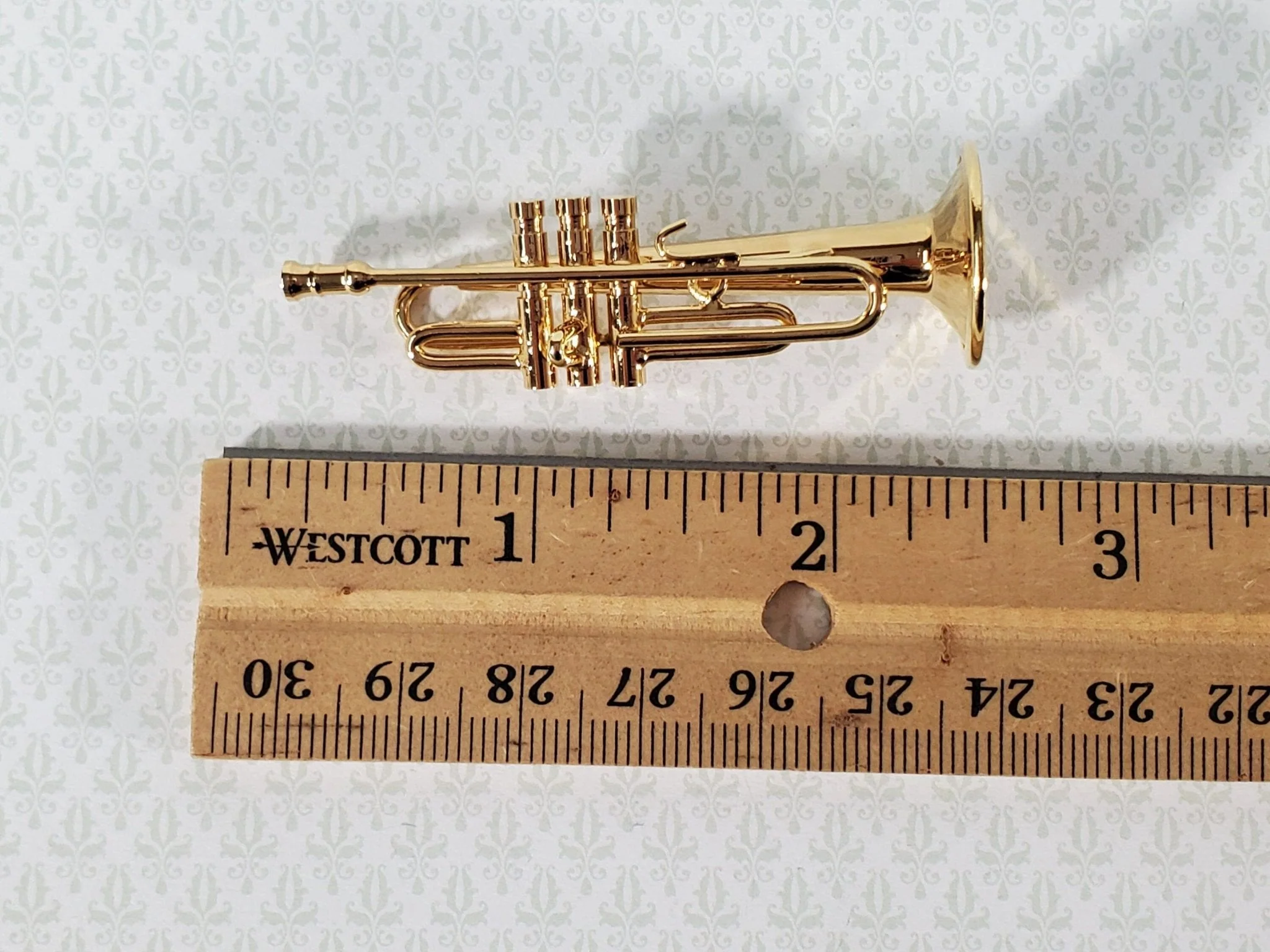 Miniature Trumpet Gold Brass Metal 2 1/4" long Instrument with Case - Image 5